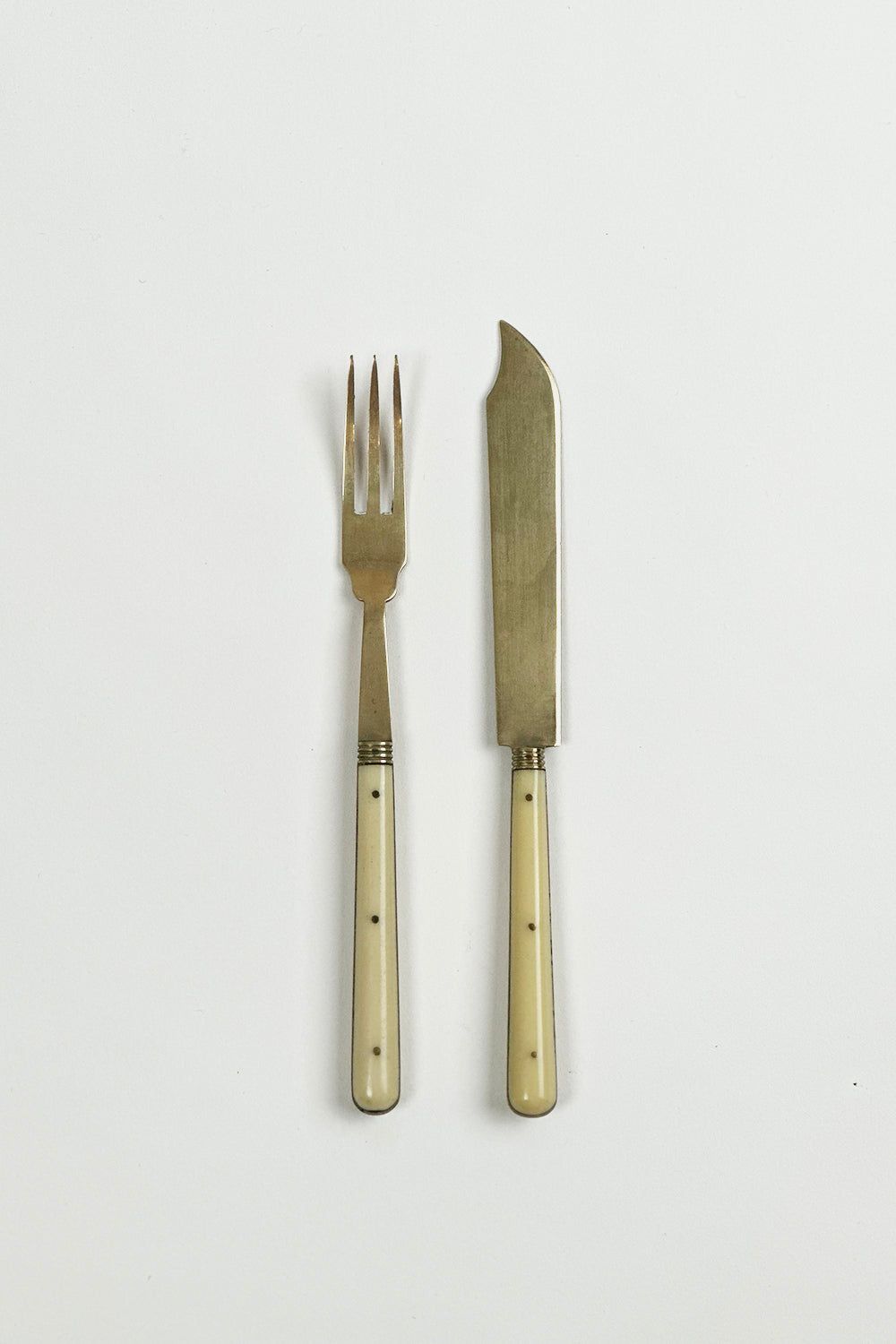 Set of 6 Chinese Brass and Bakelite Fish Forks and Knives