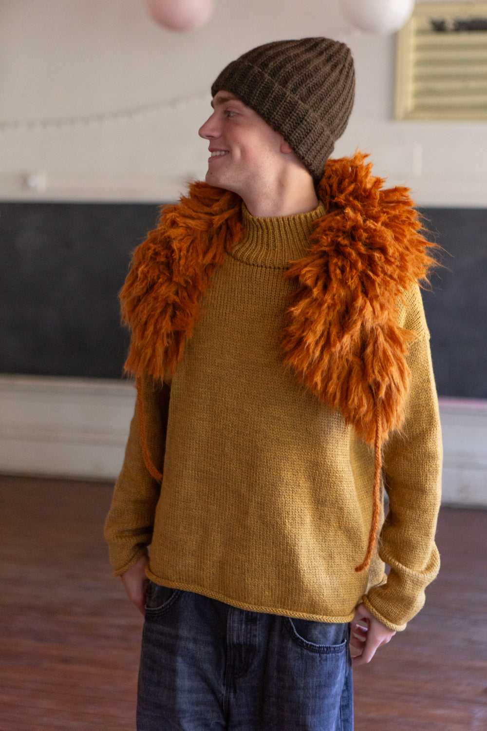 Alpaca Fringe Collar in Marigold