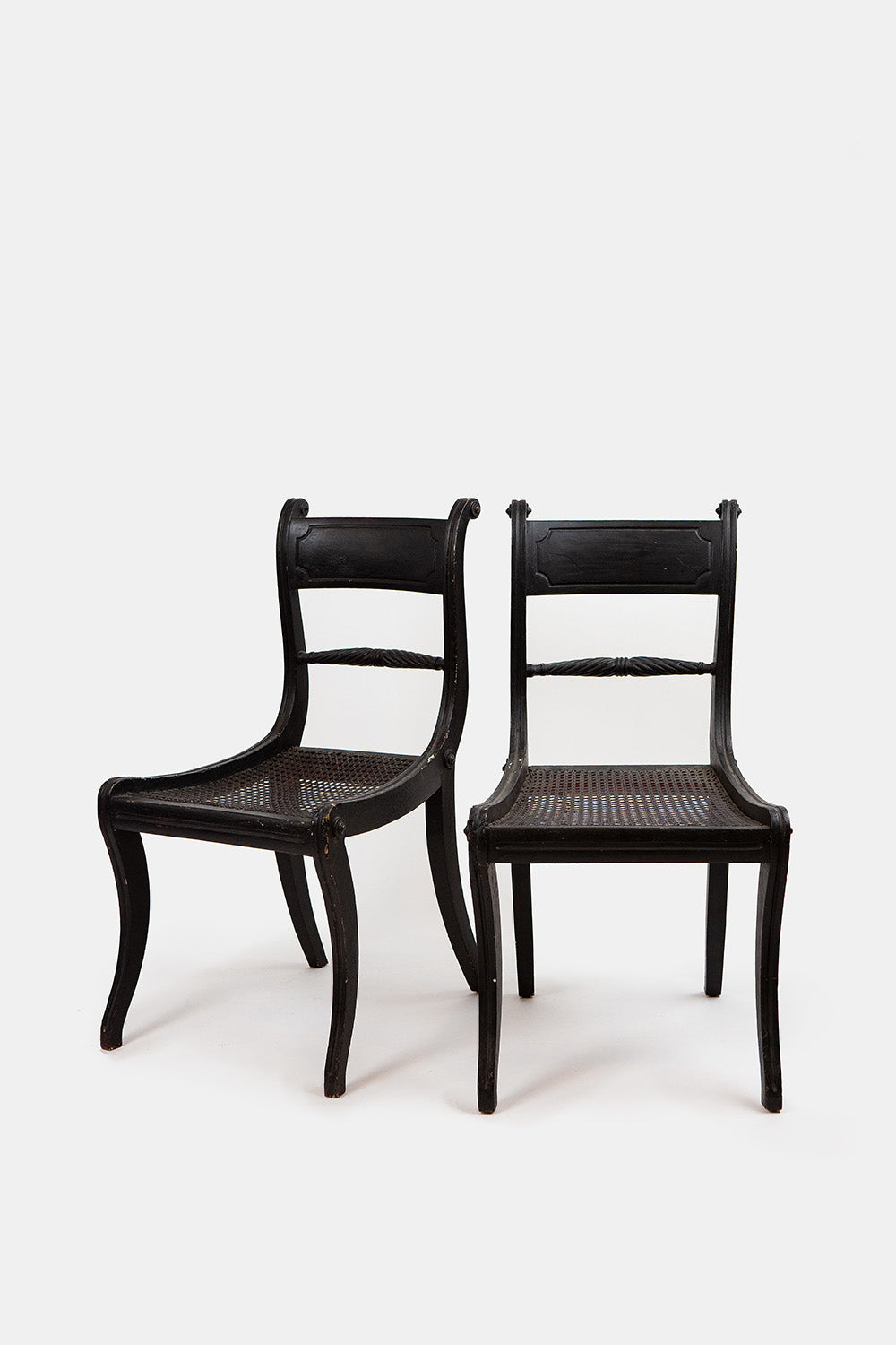 Pair of Early 20th Century Black Side Chairs