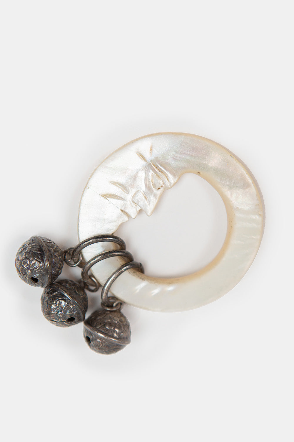 Victorian Sterling Silver and Mother of Pearl Baby Rattle