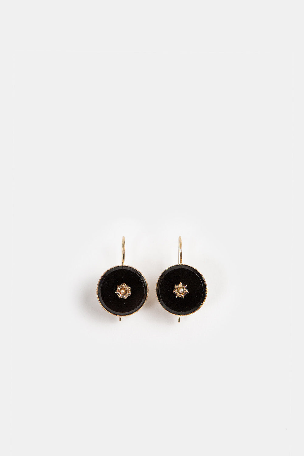 Victorian Onyx and Seed Pearl Earrings