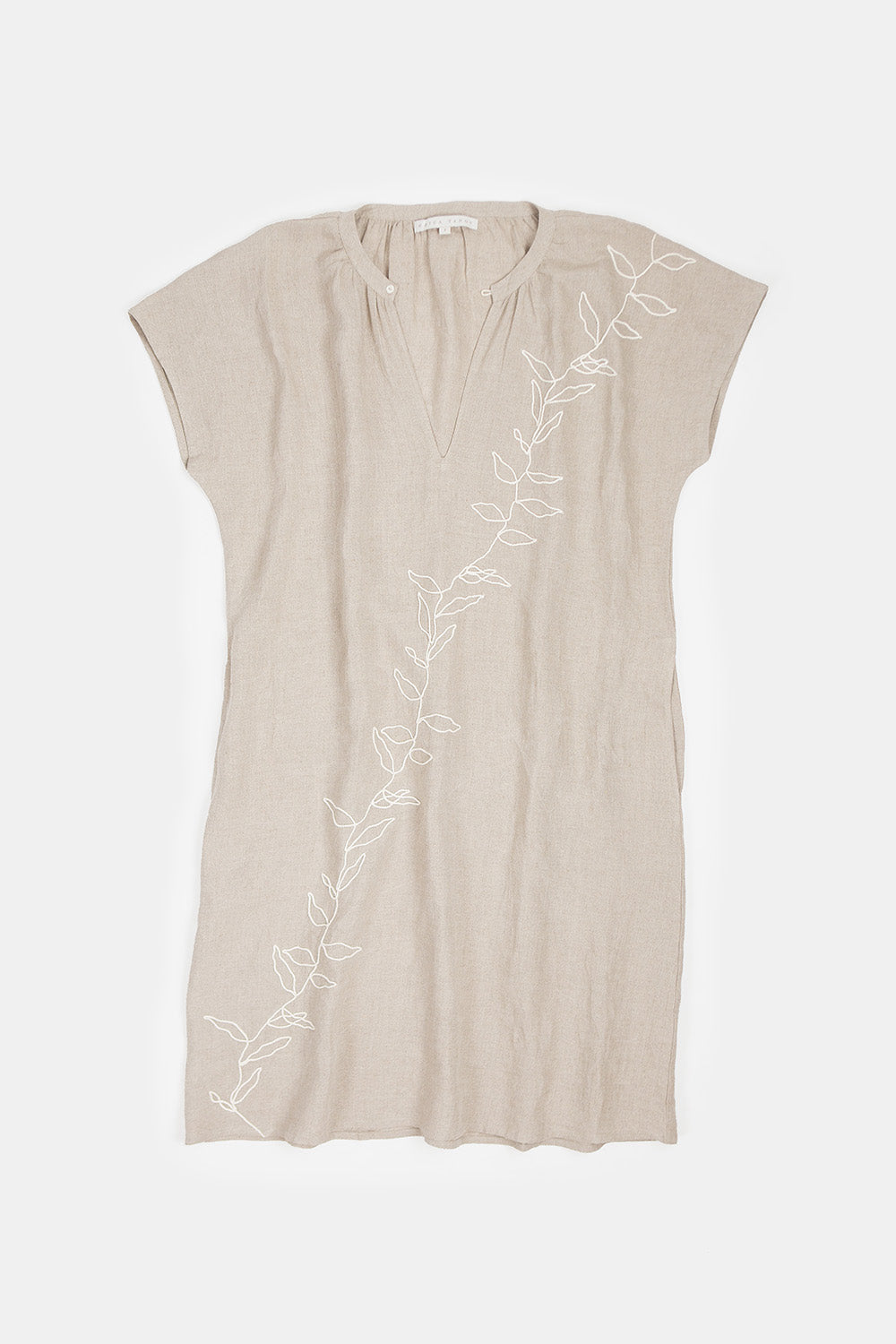 Suki Embroidered Linen Dress In Natural Vine