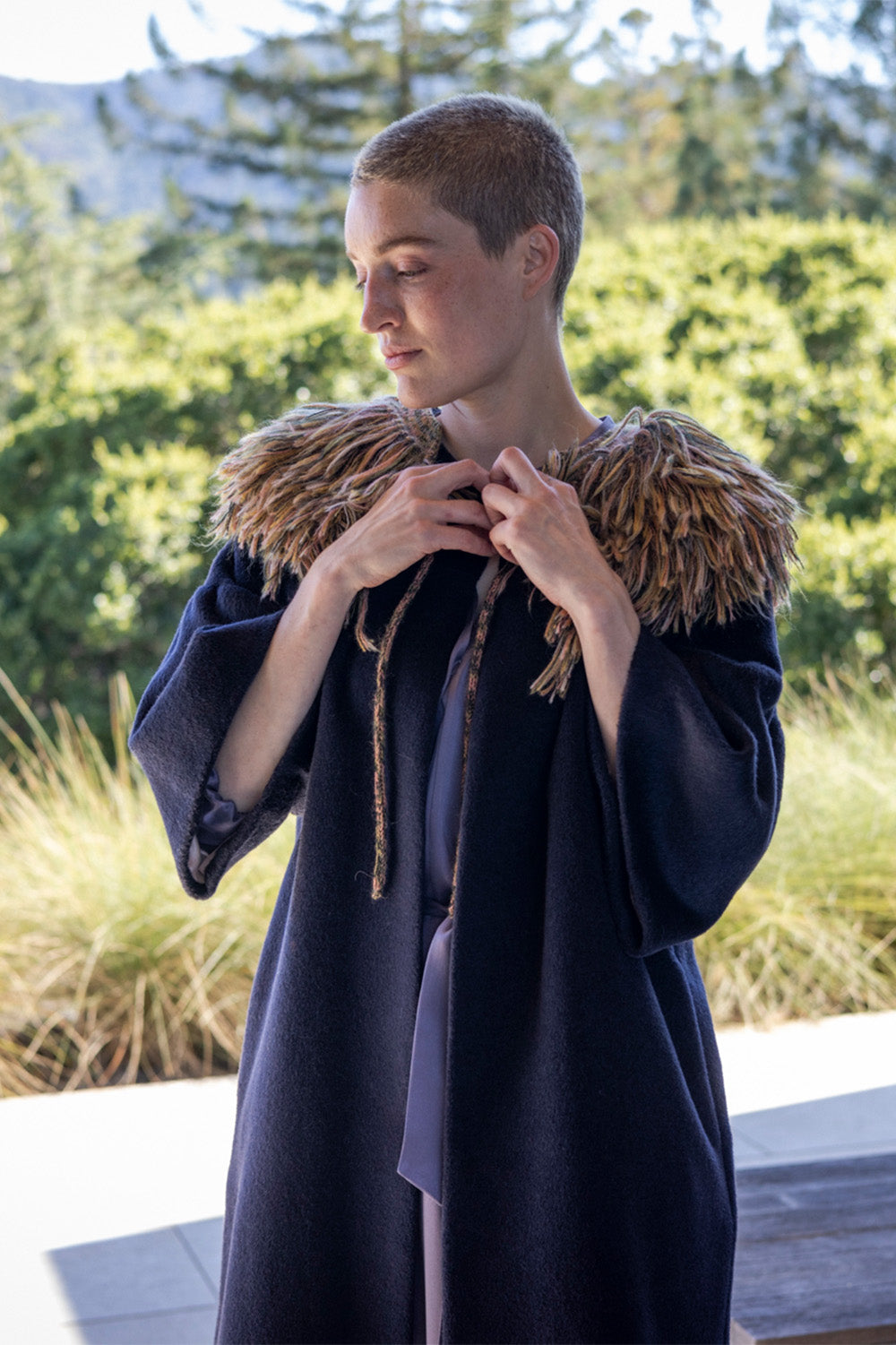 Alpaca Fringe Collar In Sunset