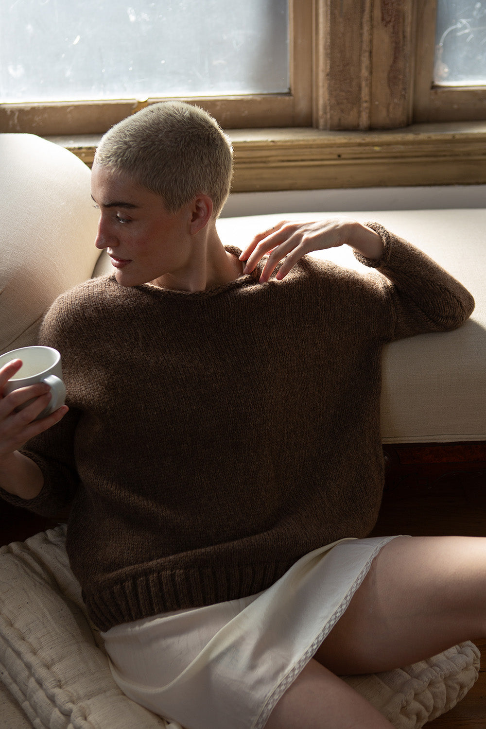 Alpaca Rollneck Sweater in Bark