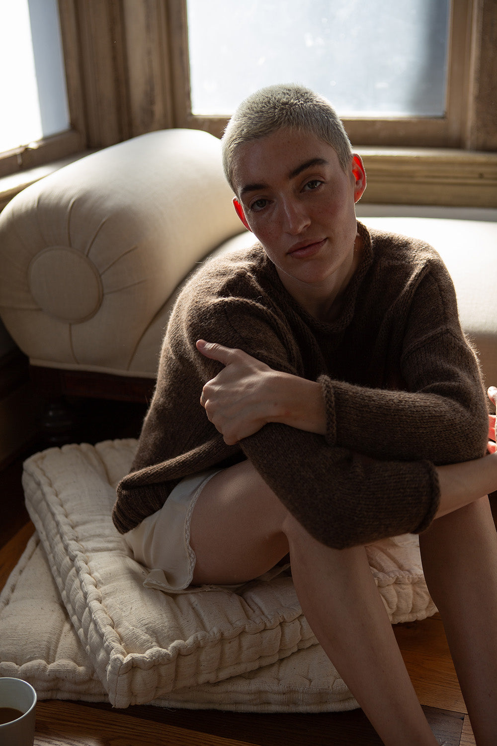 Alpaca Rollneck Sweater in Bark