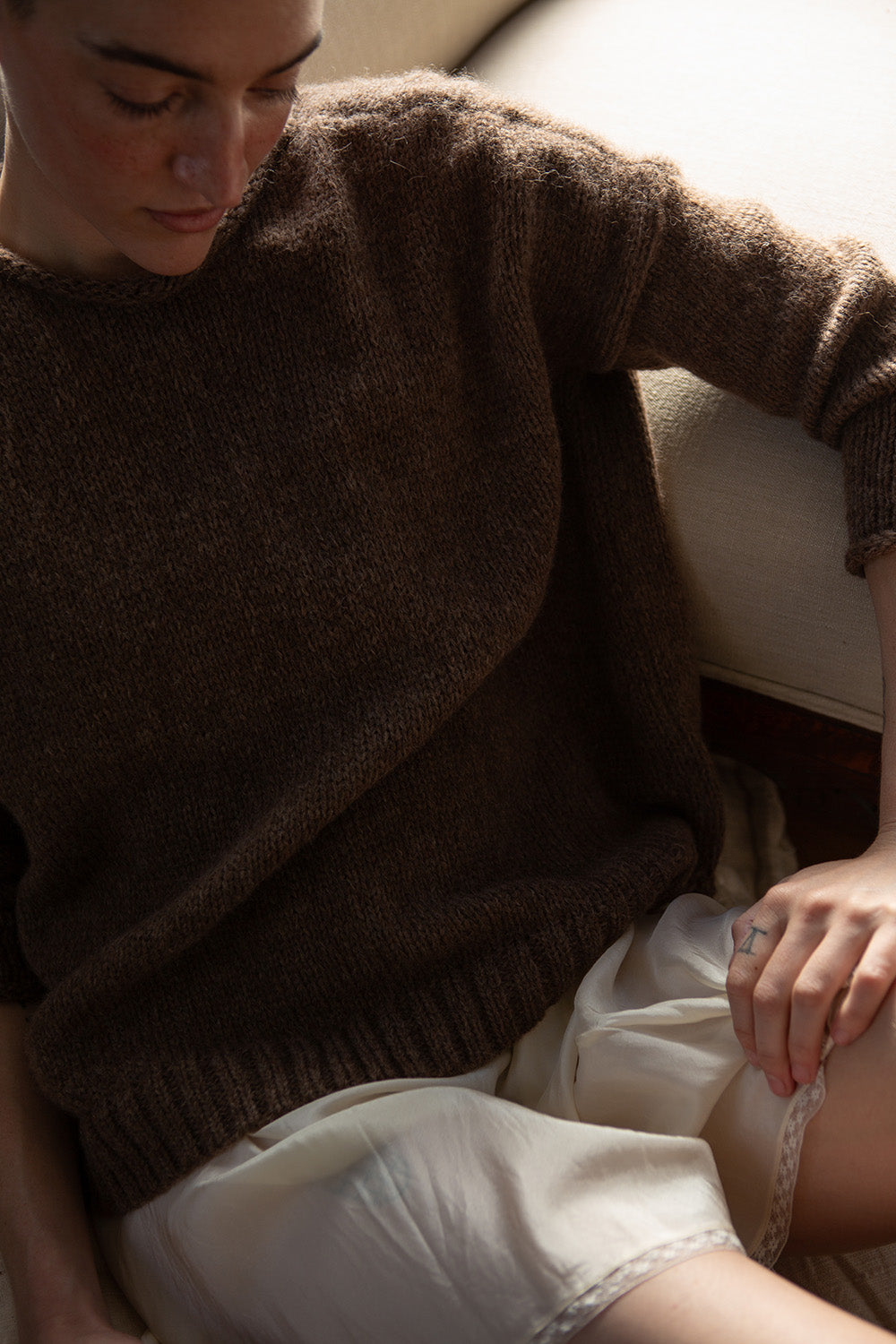 Alpaca Rollneck Sweater in Bark
