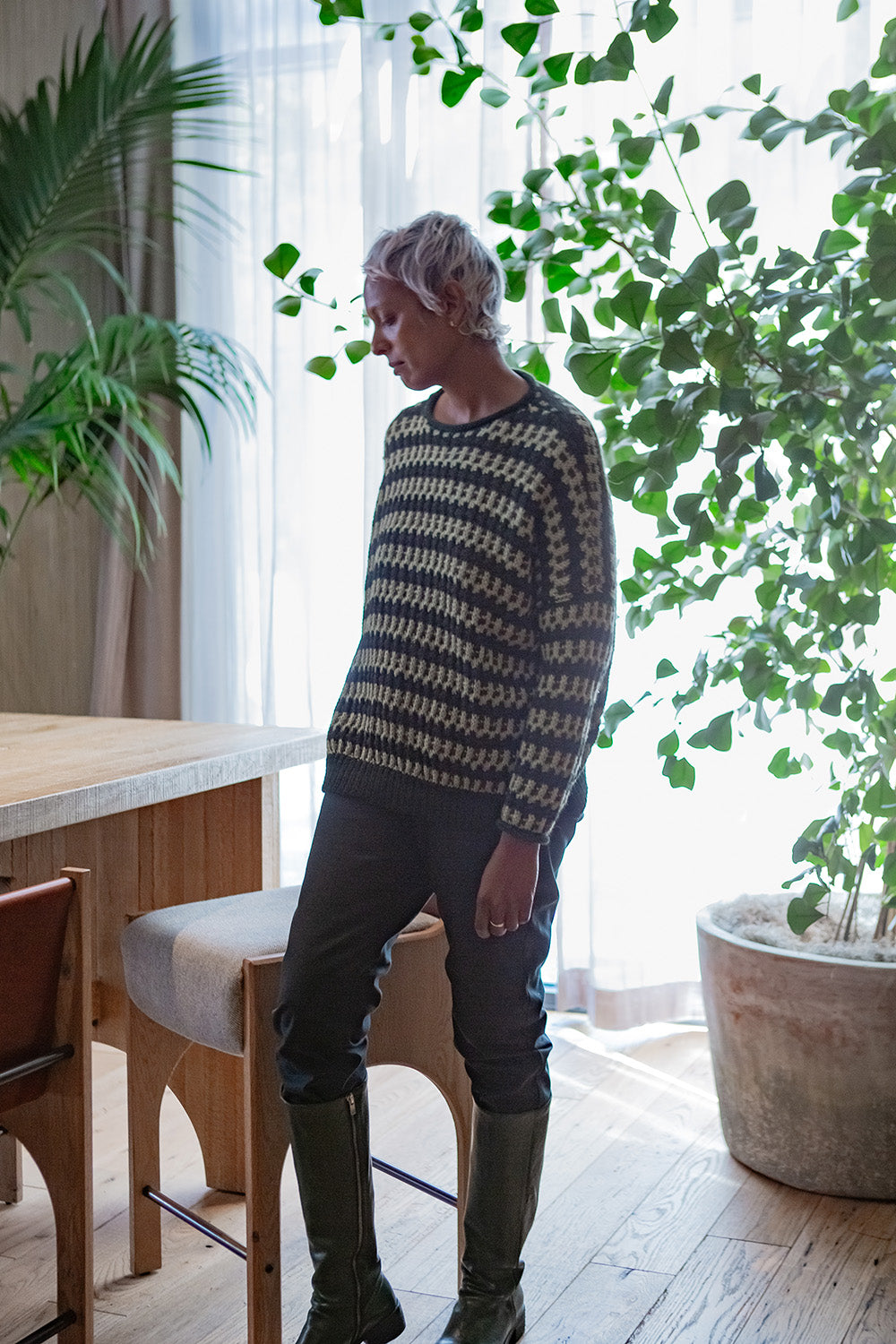 Gabrielle Alpaca Rollneck Pullover In Bracken Stripe