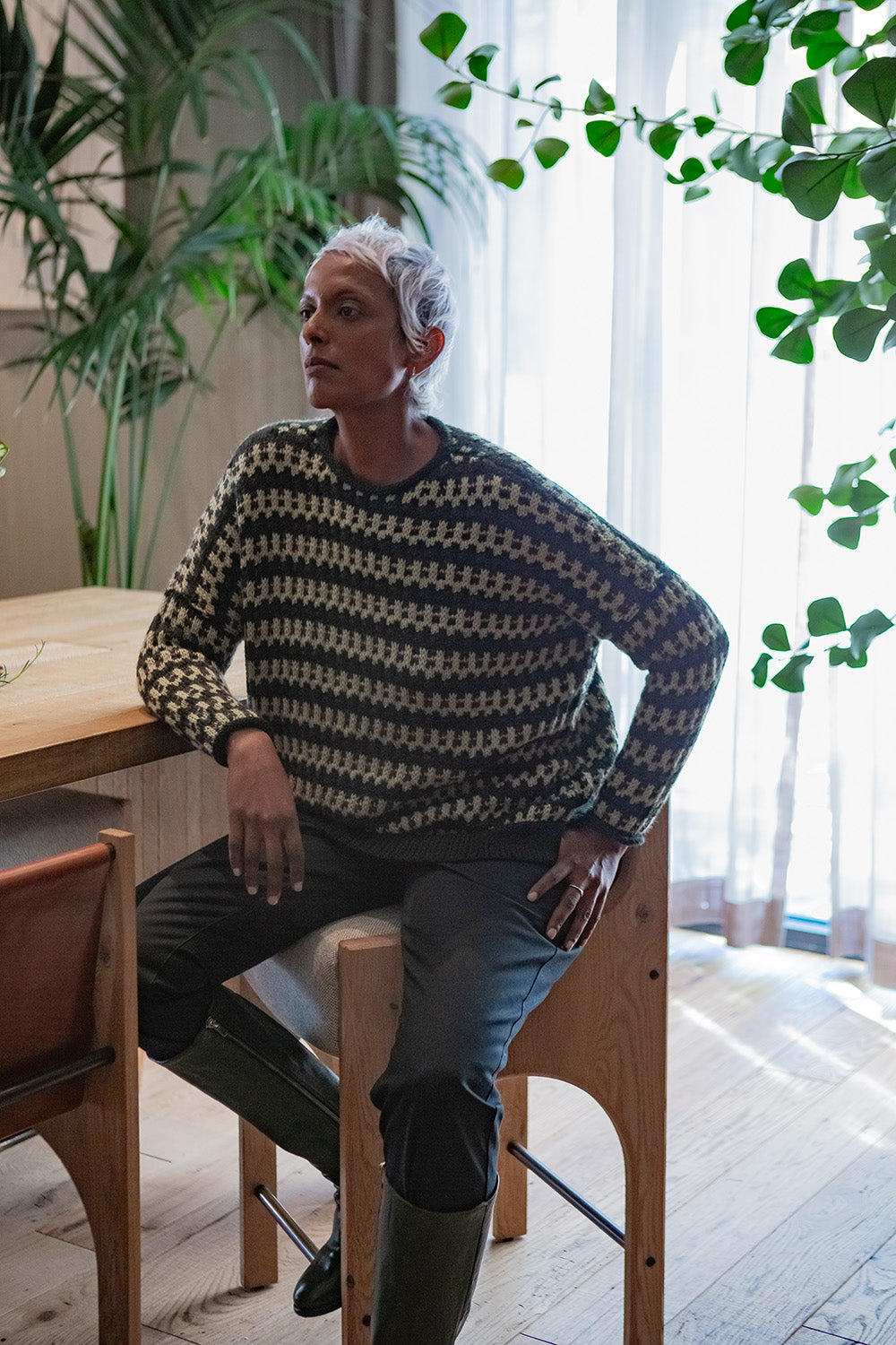 Gabrielle Alpaca Rollneck Pullover In Bracken Stripe