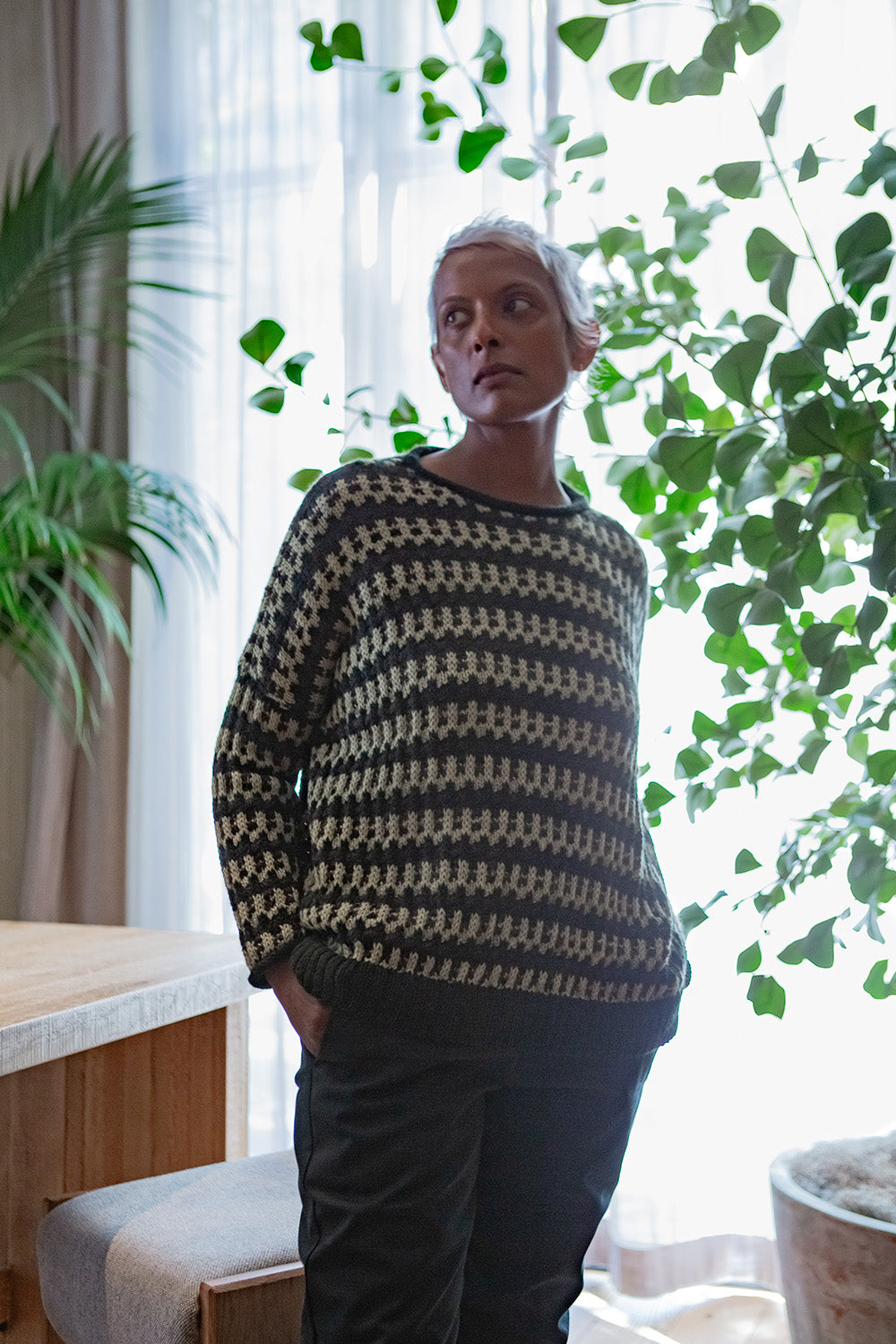 Gabrielle Alpaca Rollneck Pullover In Bracken Stripe