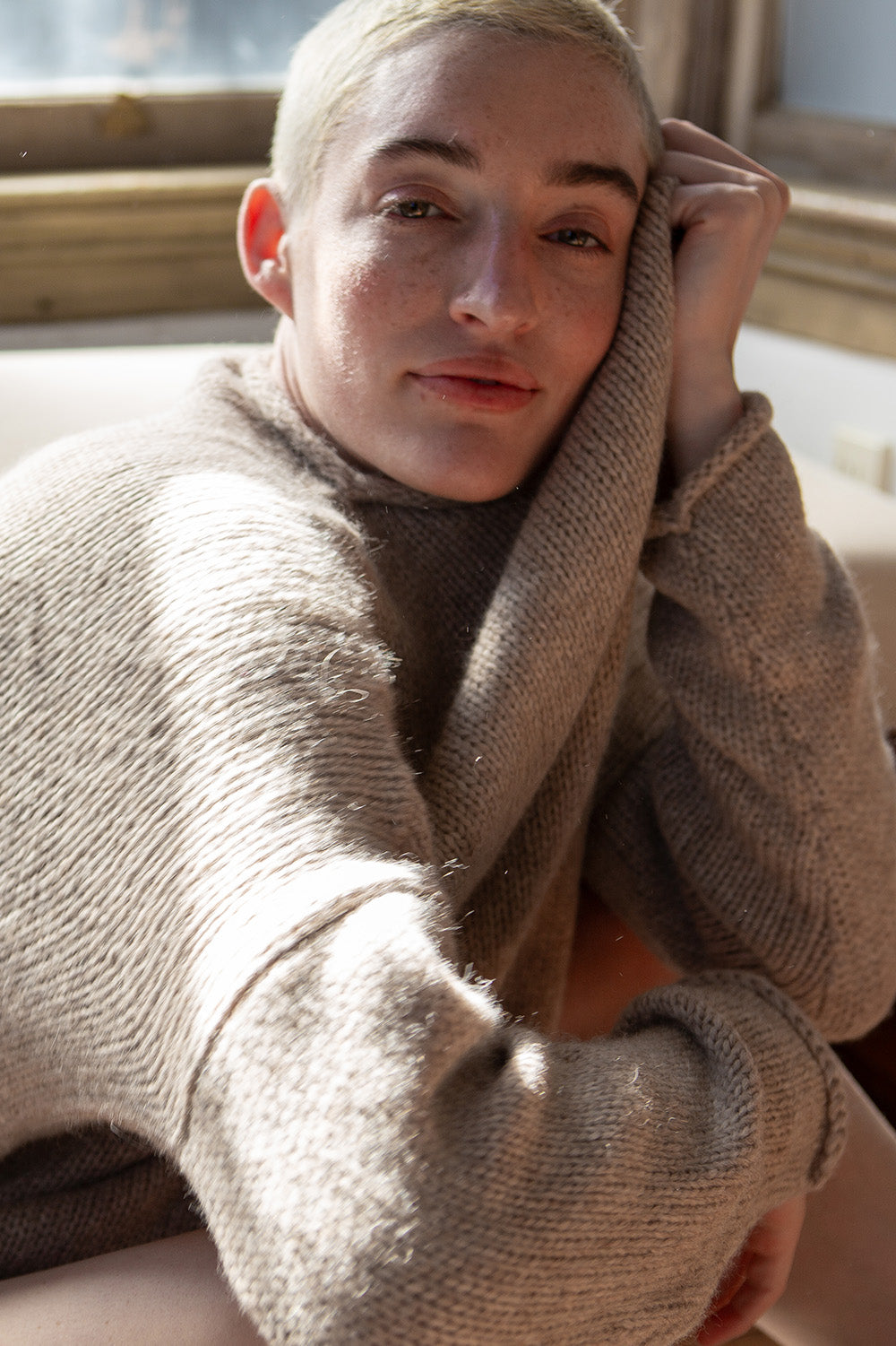 Gabrielle Alpaca Wool Rollneck Sweater in Fawn