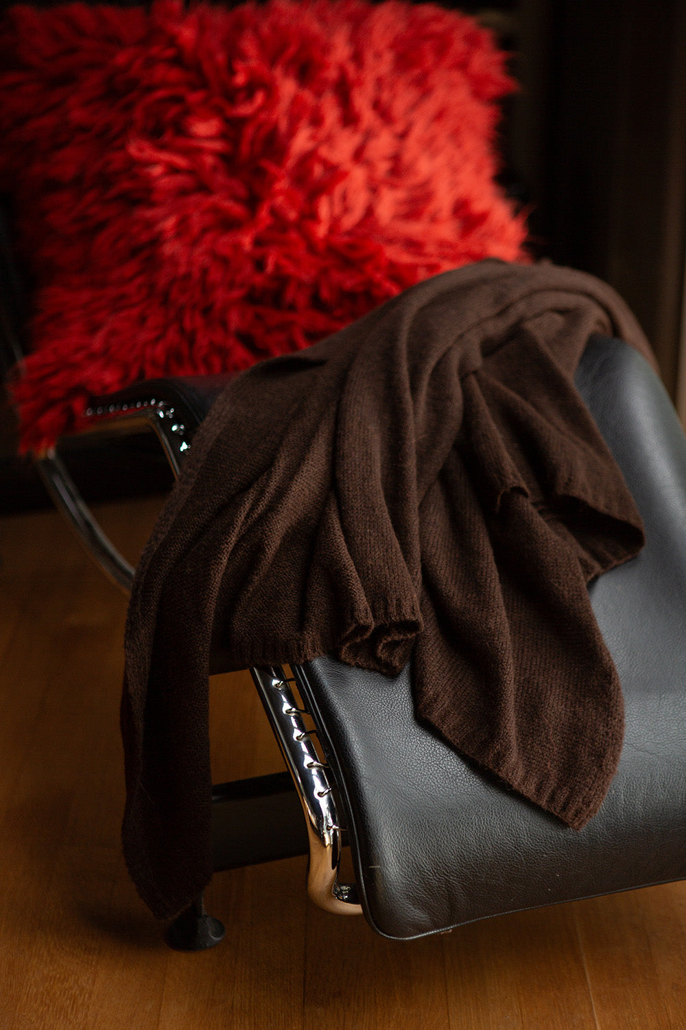 Alpaca Wool Silk Throw in Nocino