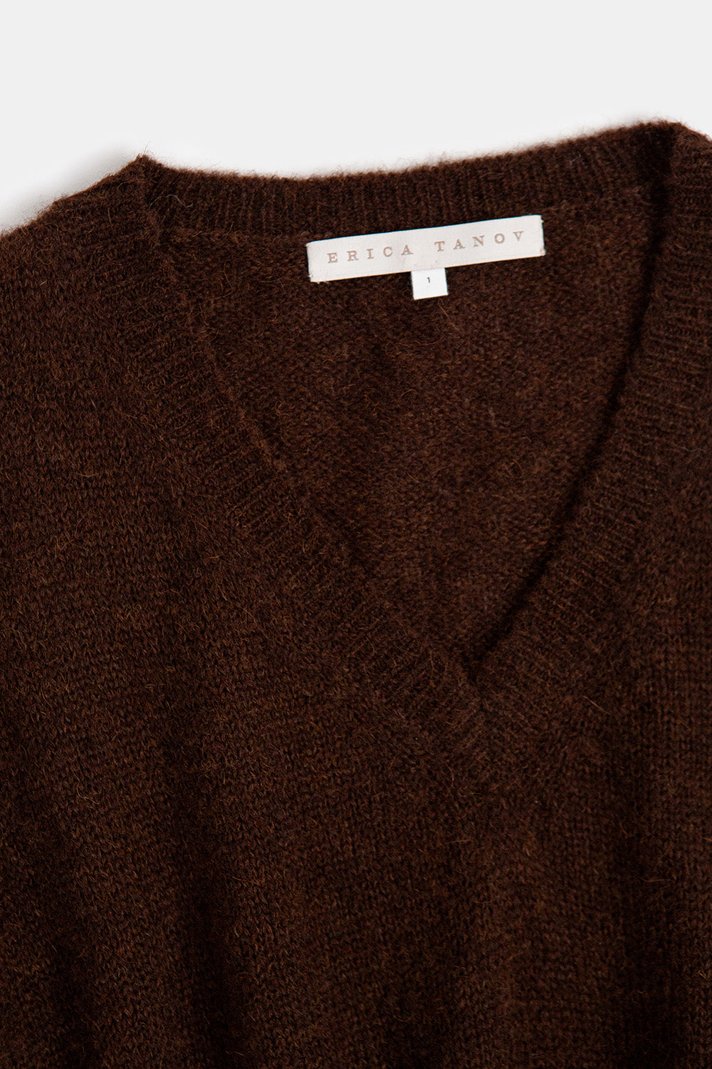 Anna Alpaca Wool Silk V Neck Pullover In Nocino