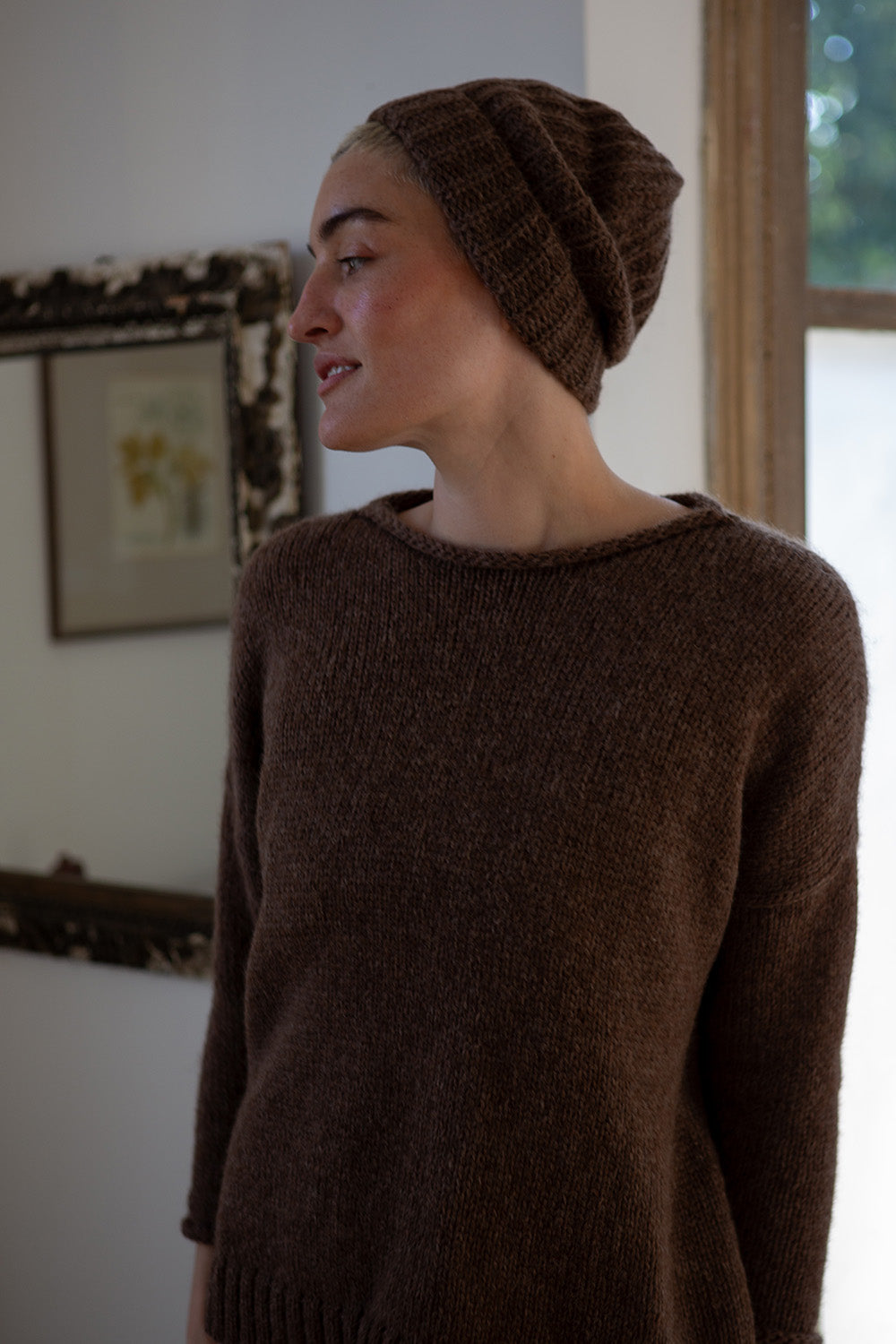 Alpaca Beanie in Bark