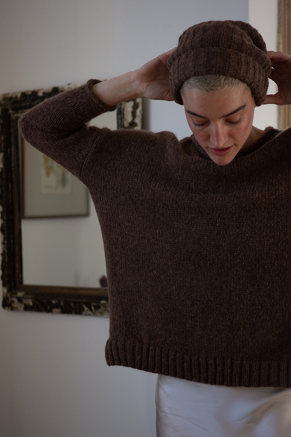 Alpaca Beanie in Bark