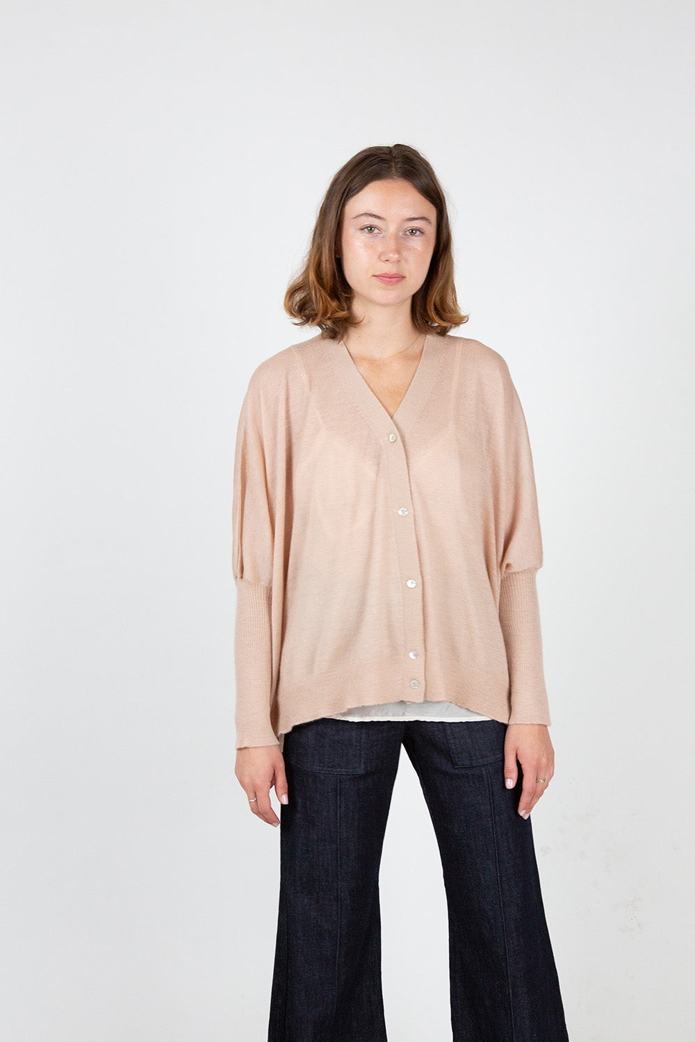 Grace Cashmere Cardigan in Fawn