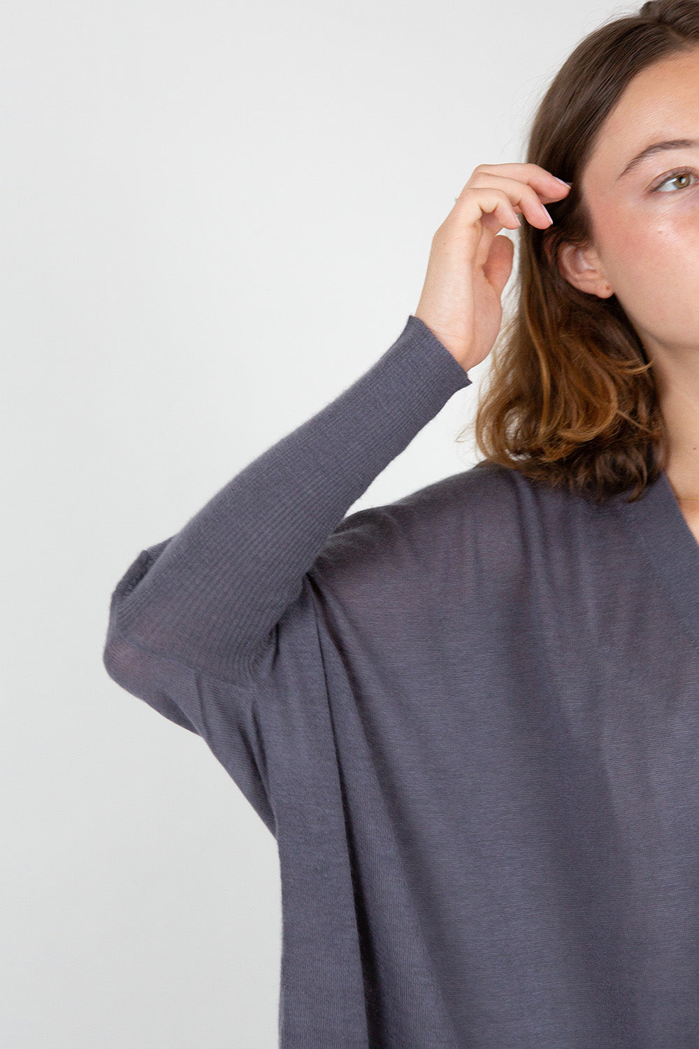 Cashmere Box Cardigan In Slate