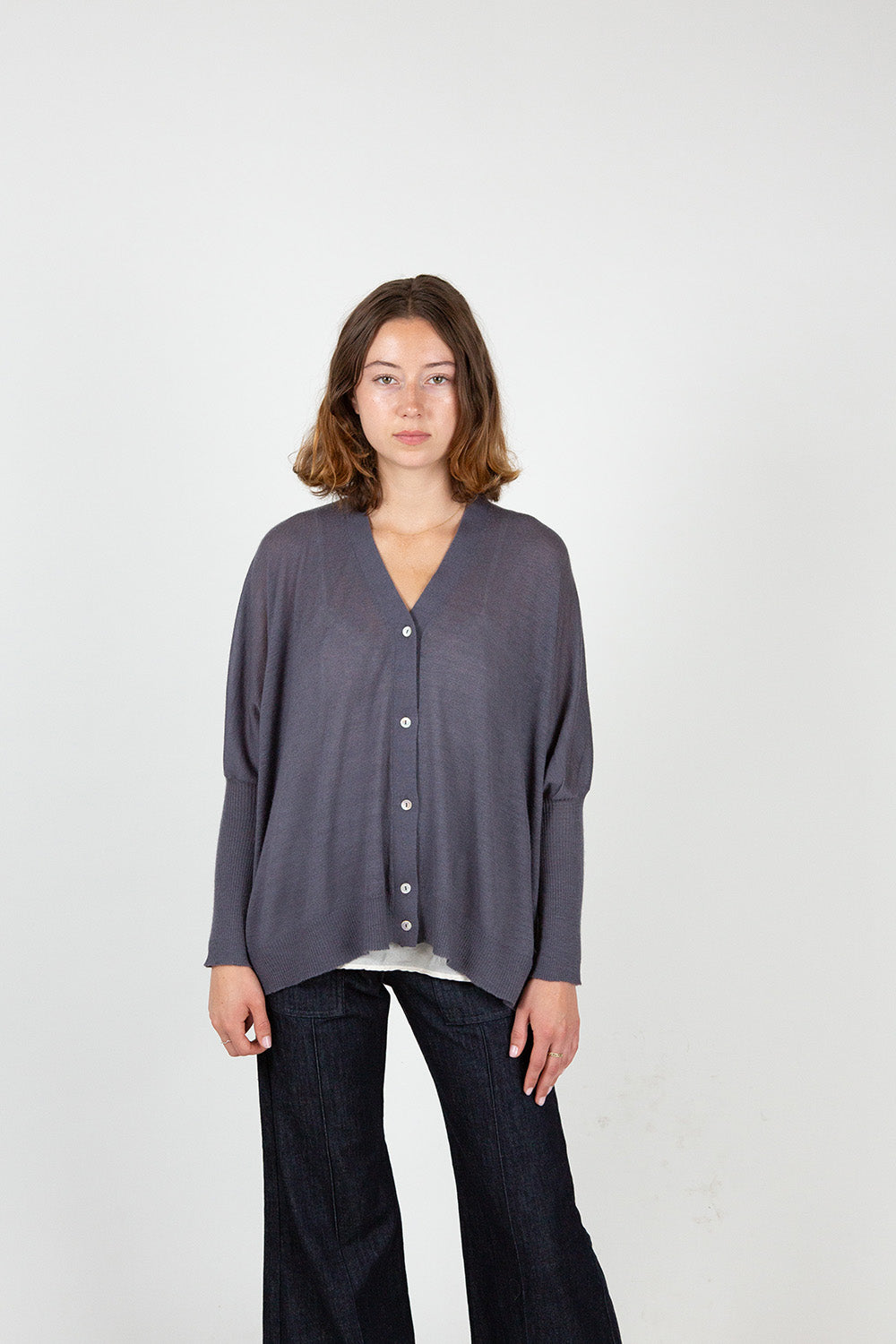 Cashmere Box Cardigan In Slate