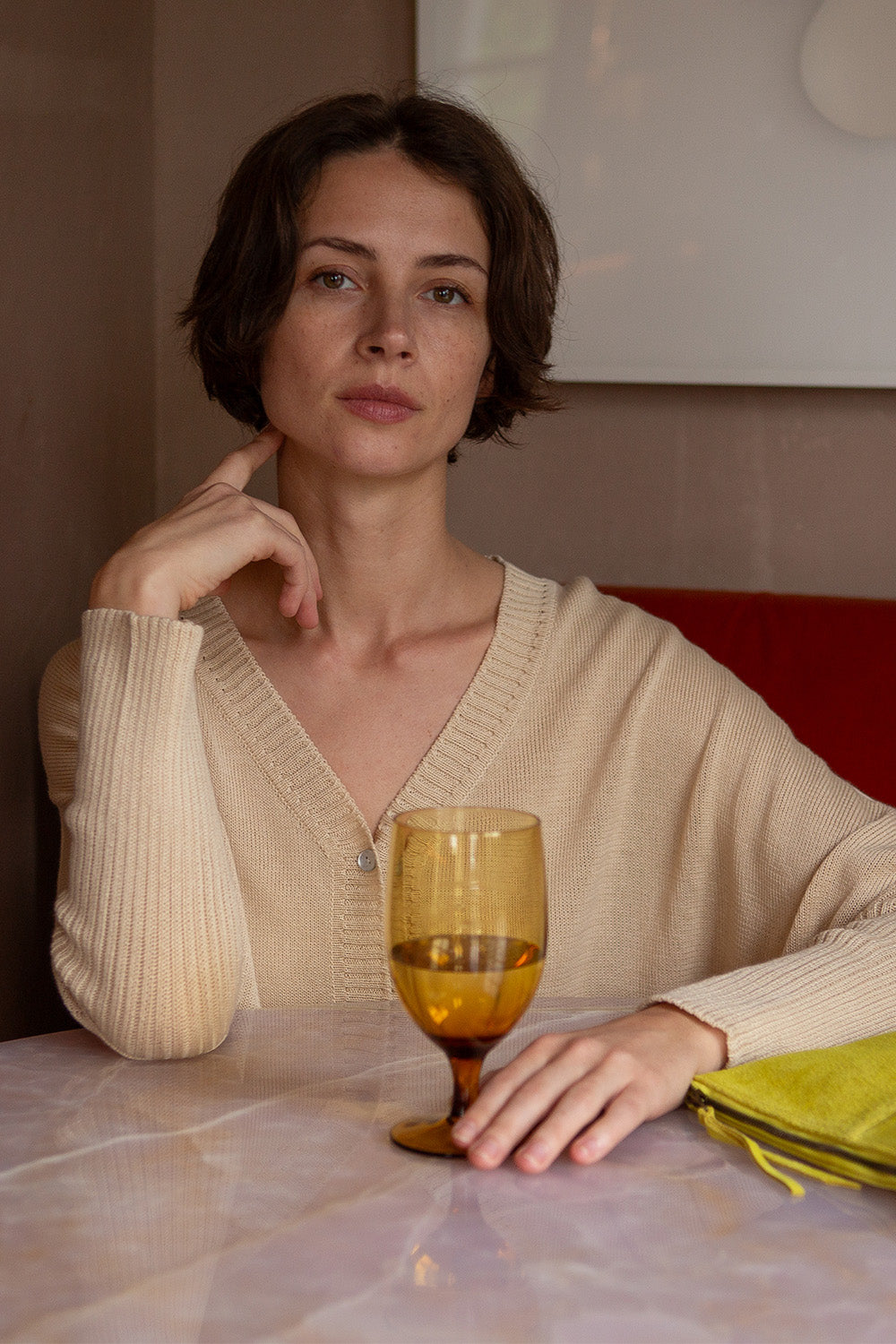 Pima Cotton Box Cardigan in Natural