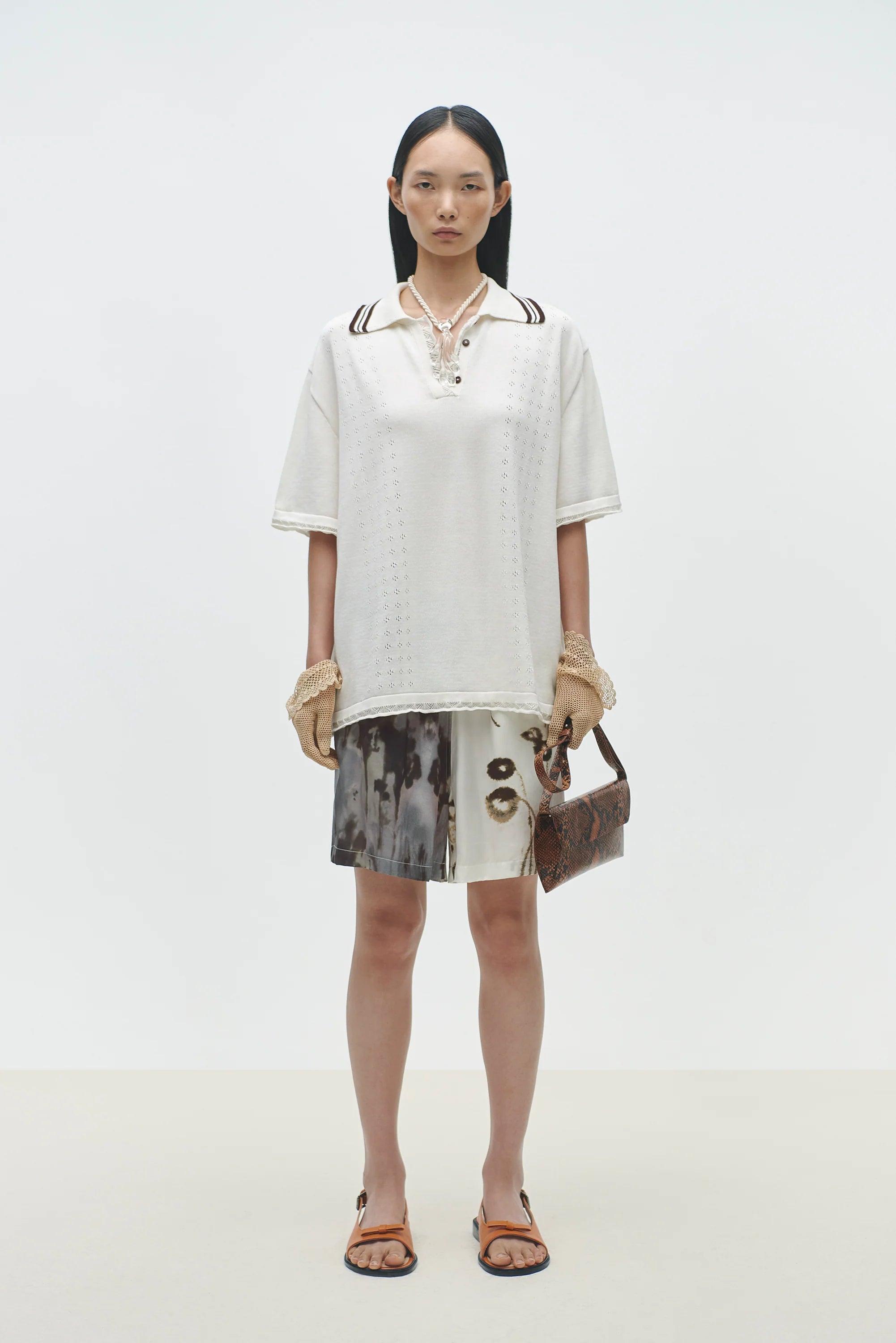 Cordera Organic Cotton Pointelle Polo in Natural