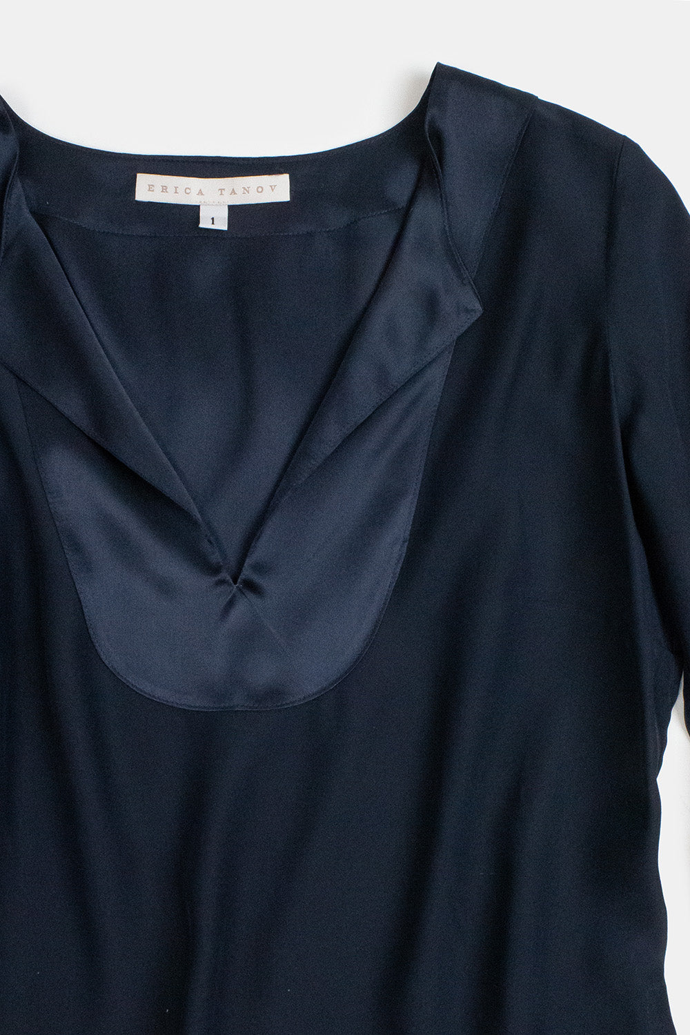 Edo Silk Charmeuse Top In Midnight