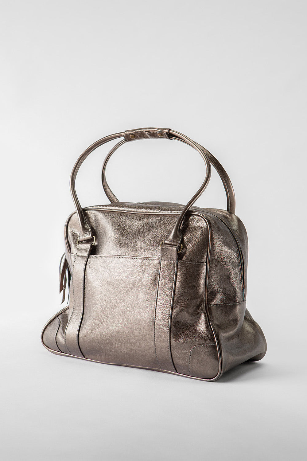 Erica Tanov | Egon Leather Weekender - Metallic Bronze Cowhide Leather