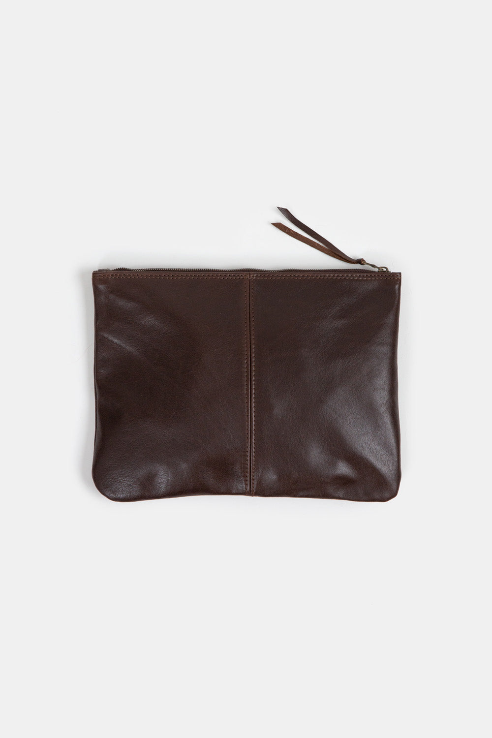Elke Leather Zip Clutch In Nocino