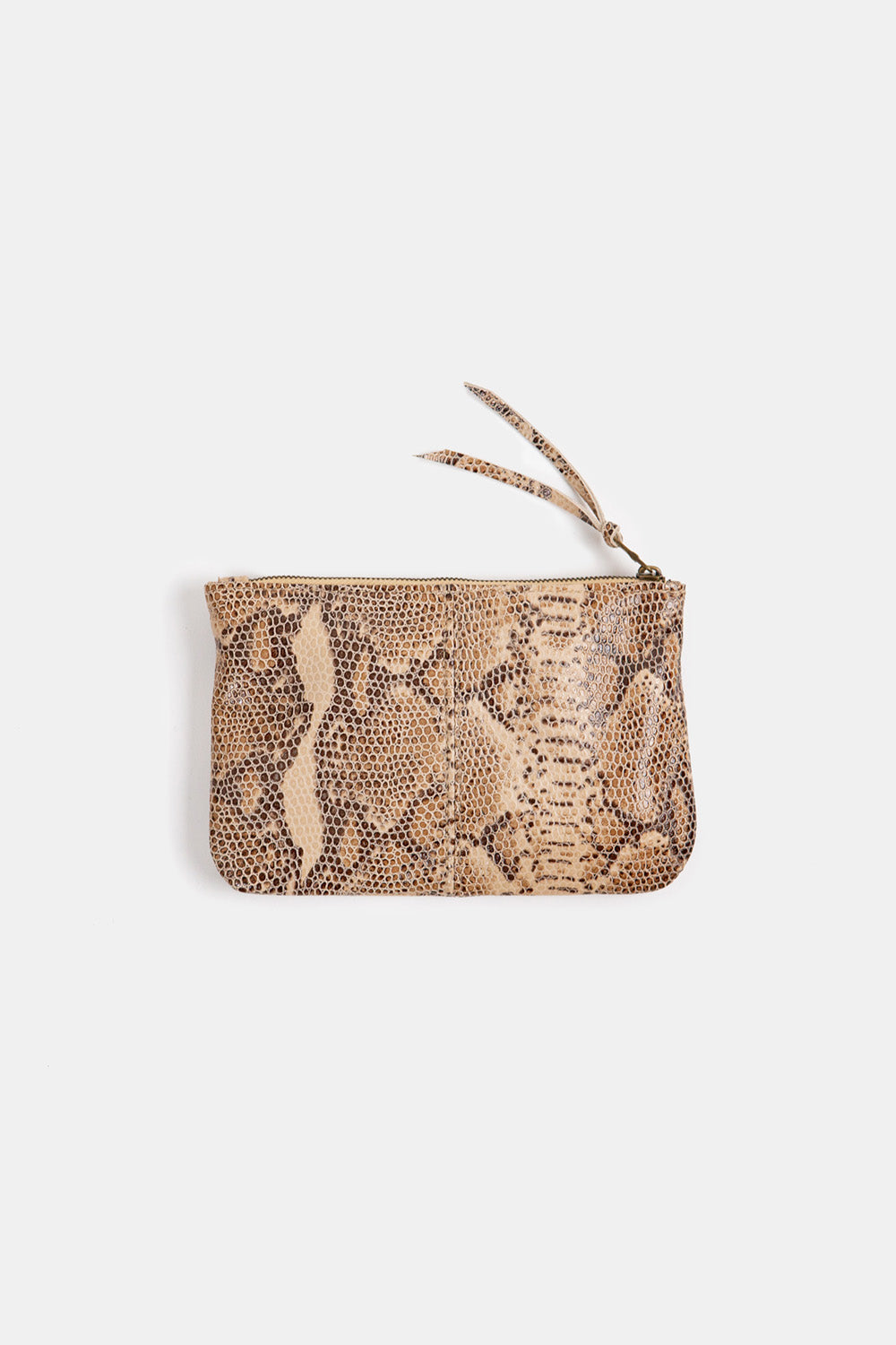 Erica Tanov | Elodie Leather Makeup Bag - Beige Snake