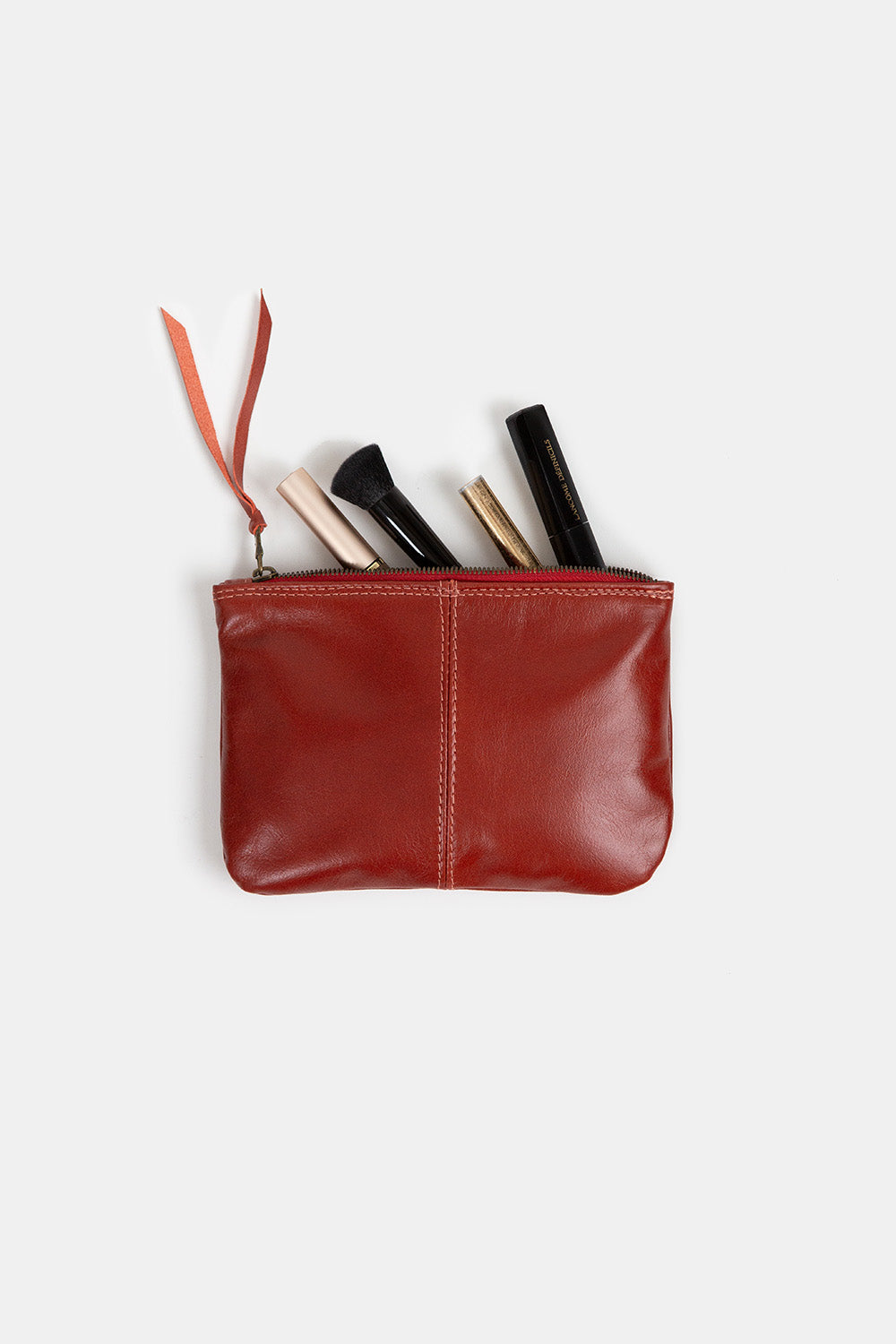 Elodie Leather Makeup Bag In Tomato