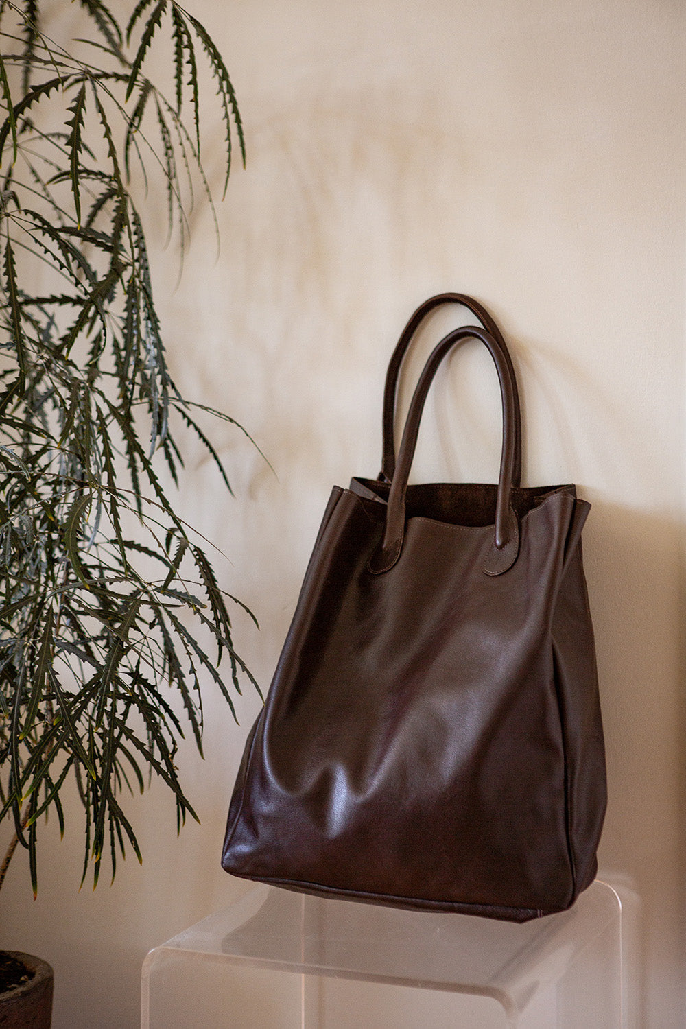 Eve Leather Tote in Nocino