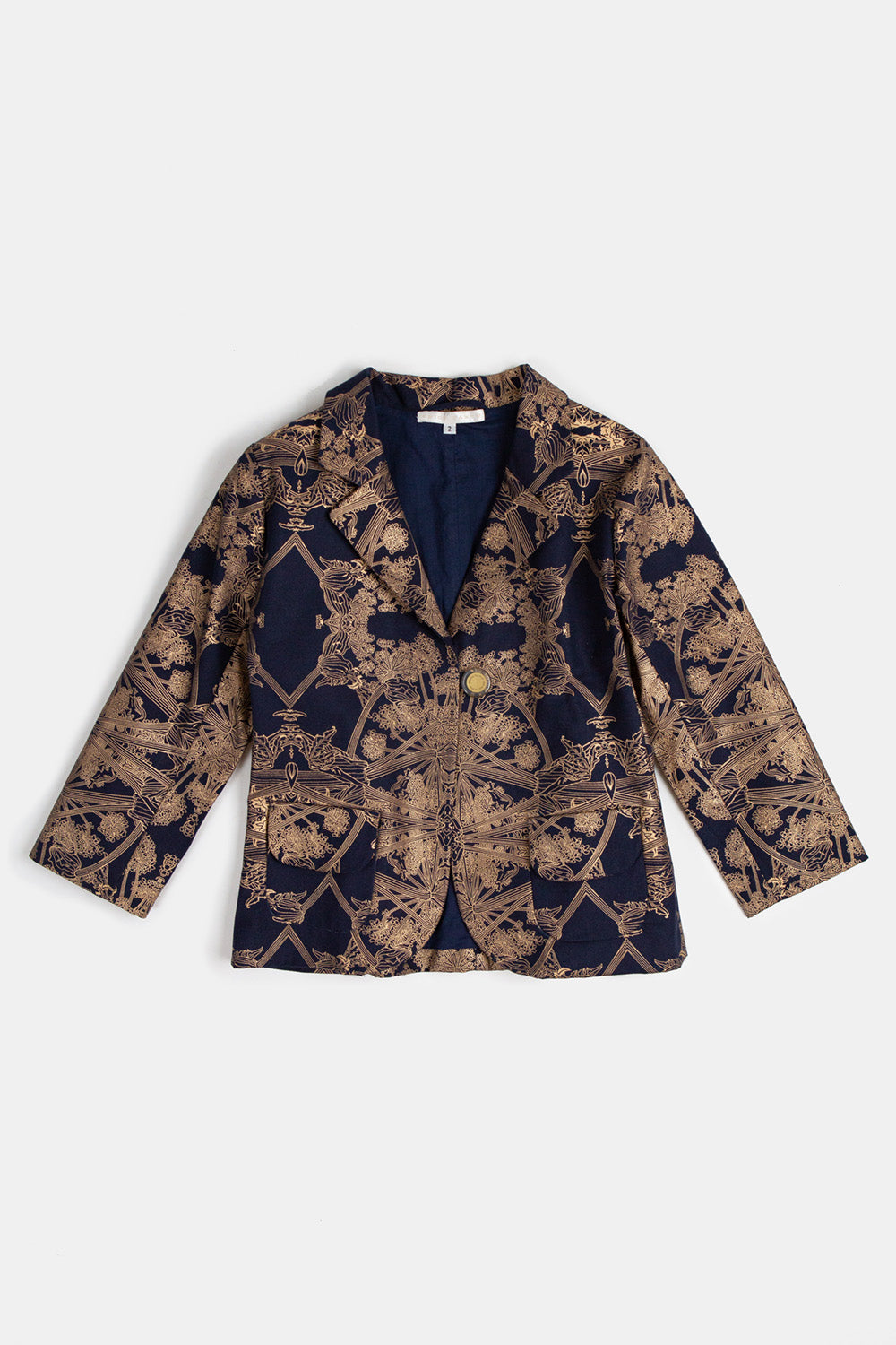 Flynn Cotton Jacket in Navy/Gold Botanicus