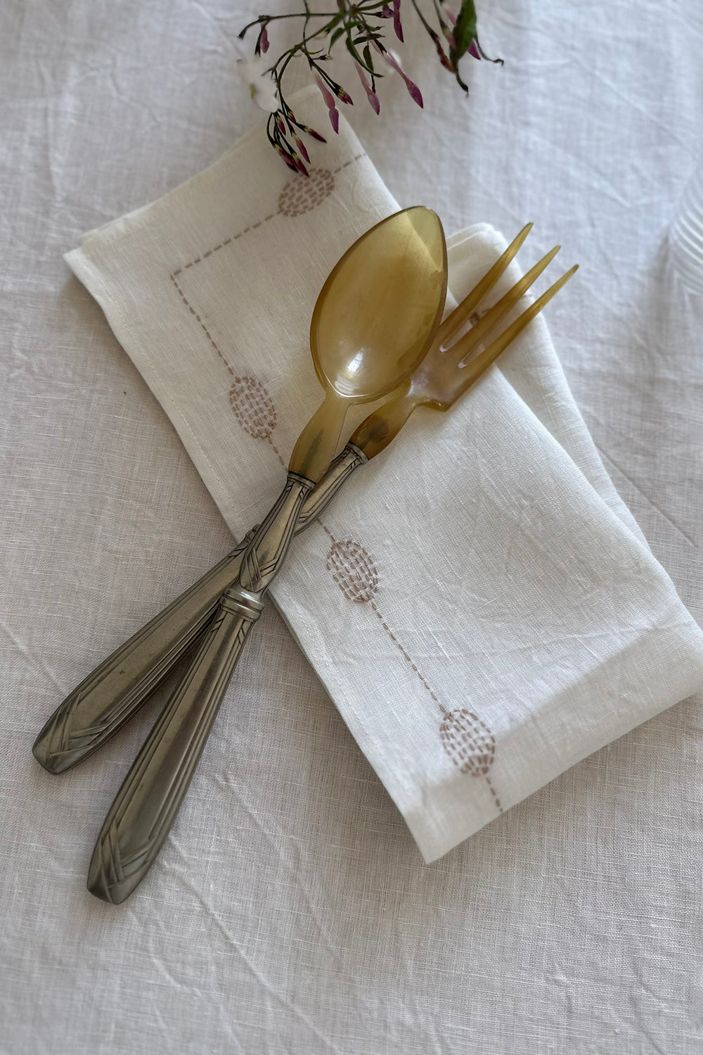 Vintage French Horn and Silver Salad Server