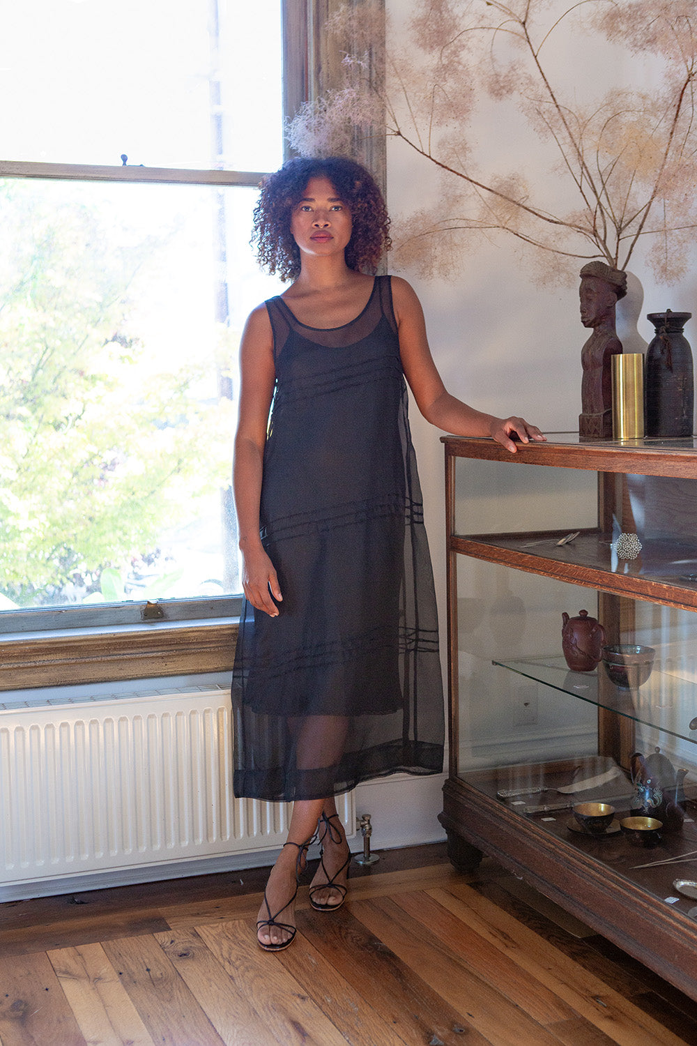 Gamine Pintuck Silk Organza Dress In Onyx 3 Gamine Pintuck Silk Organza Dress In Onyx 3