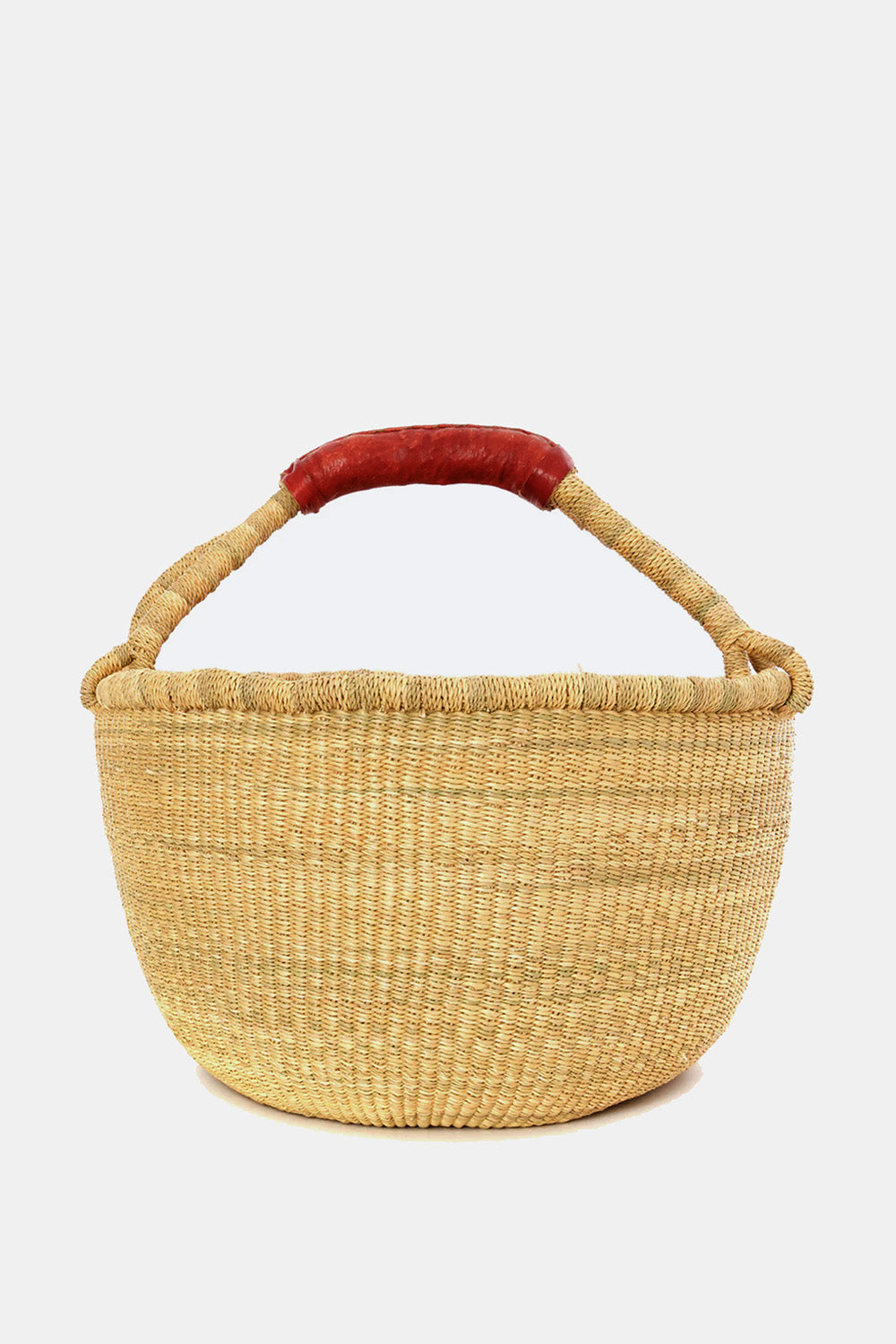 Bolga Basket With Brown Leather Handles
