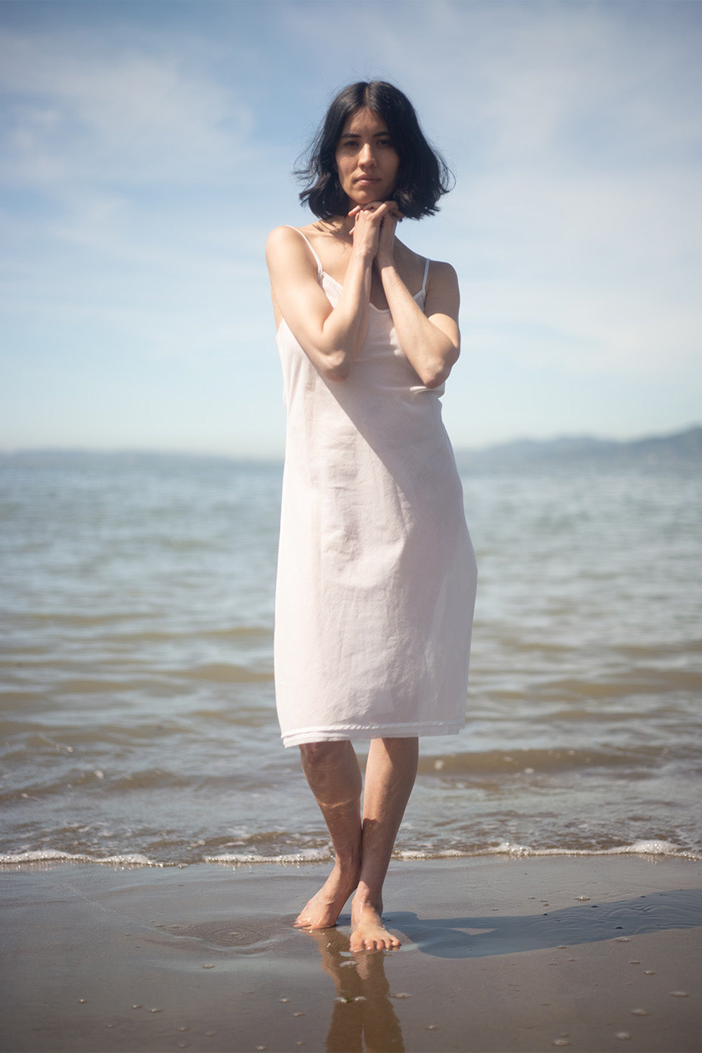 Greta Cotton Voile Slip Dress In White