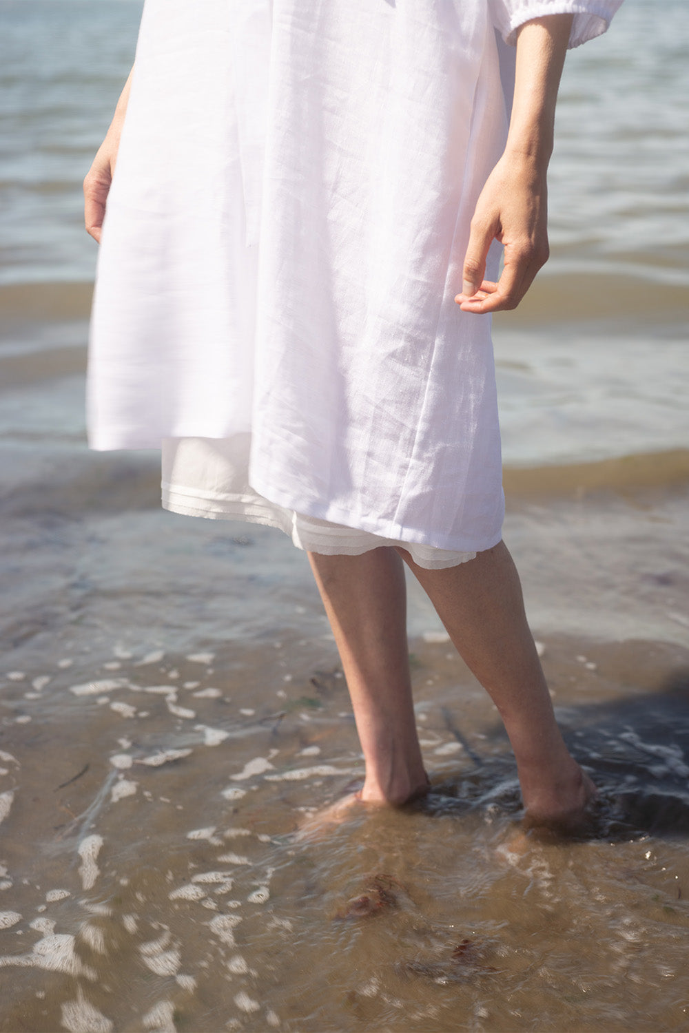 Greta Cotton Voile Slip Dress In White