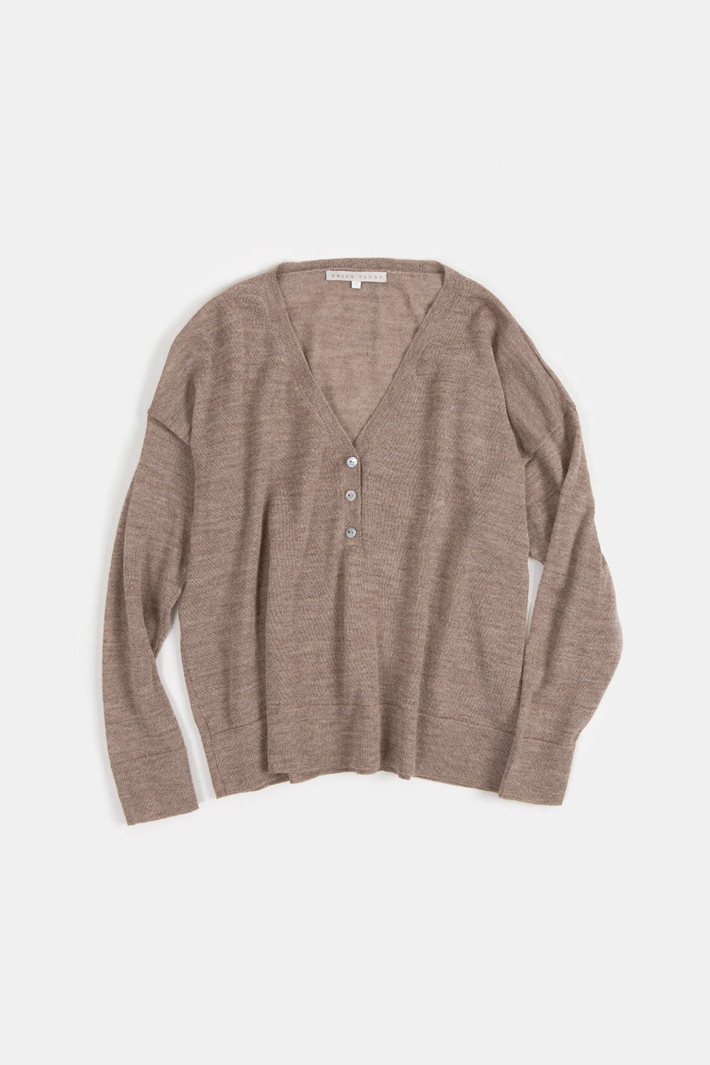 PRE-ORDER Alpaca V Neck Henley in Fawn