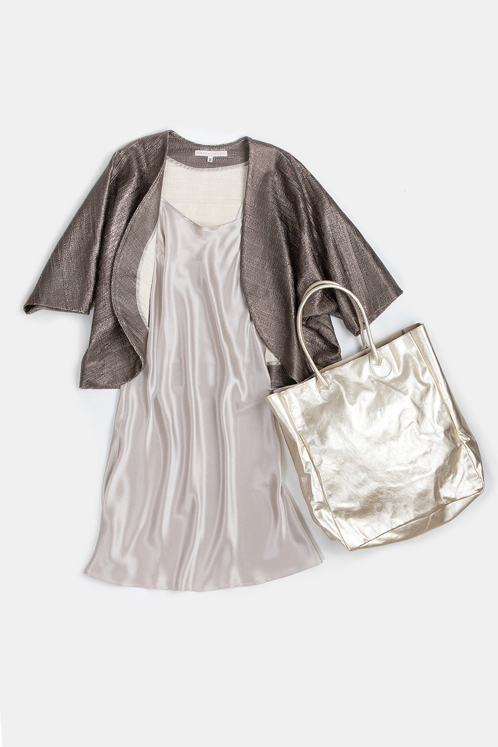Greta Silk Charmeuse Dress In Silver Moon