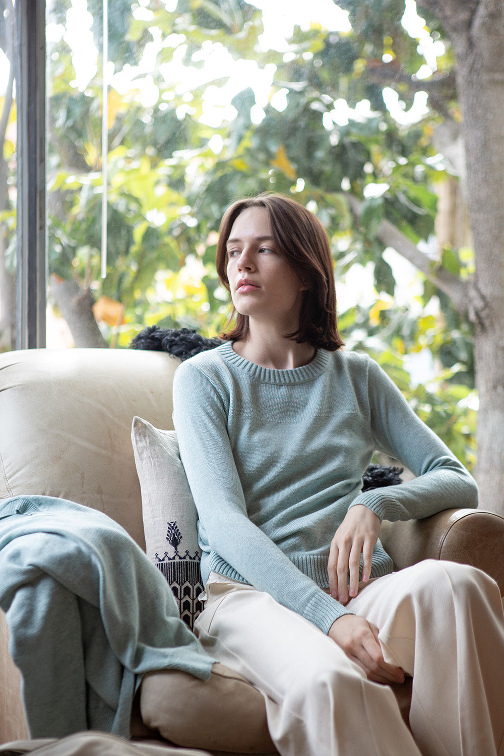 Isla Pima Cotton Sweater In Mist