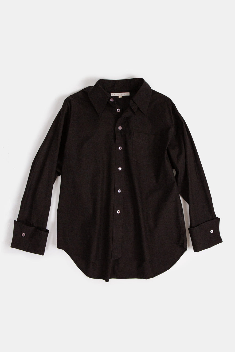 Ivor Cotton French Cuff Shirt In Black