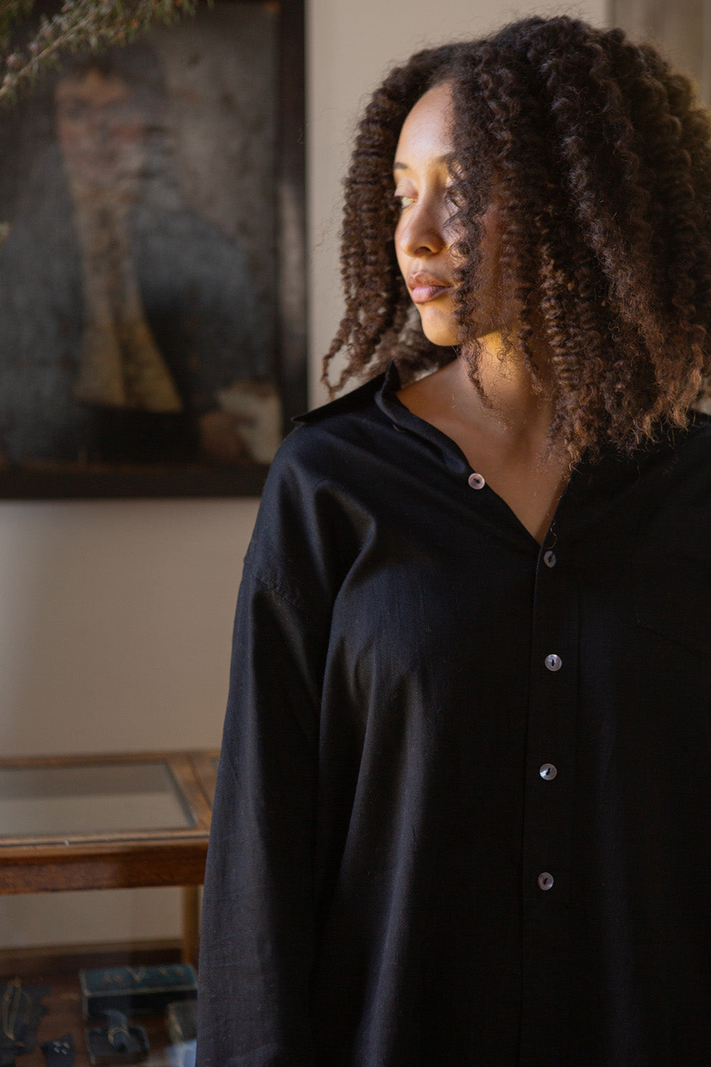 Ivor Cotton French Cuff Shirt In Black