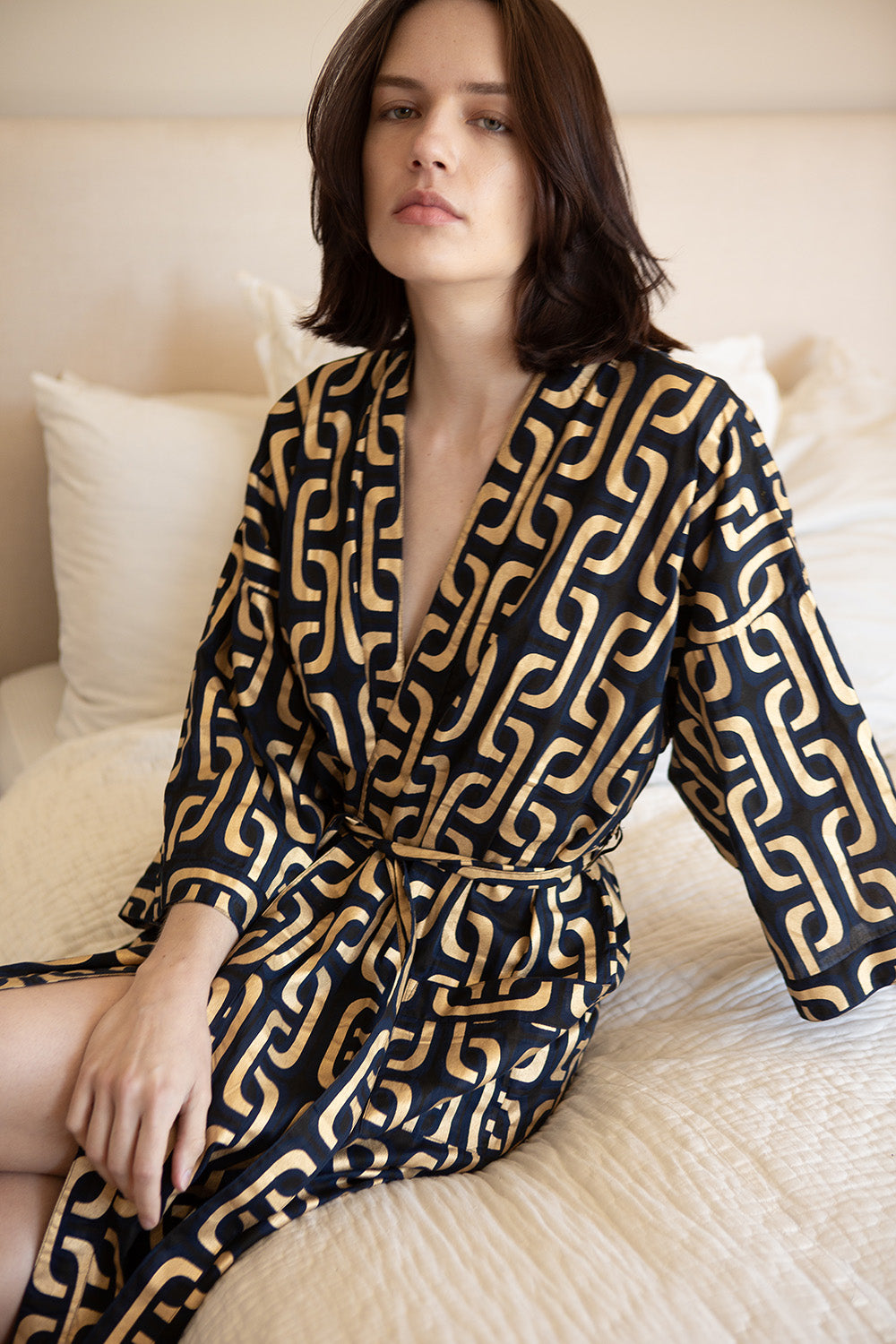 cotton spa dress Jaqueline Cotton Robe in Midnight Super 1965 M/L
