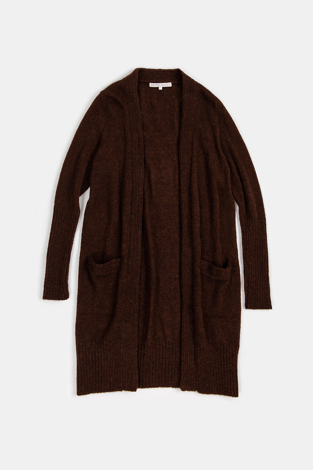 Joan Alpaca Silk Long Cardigan In Nocino