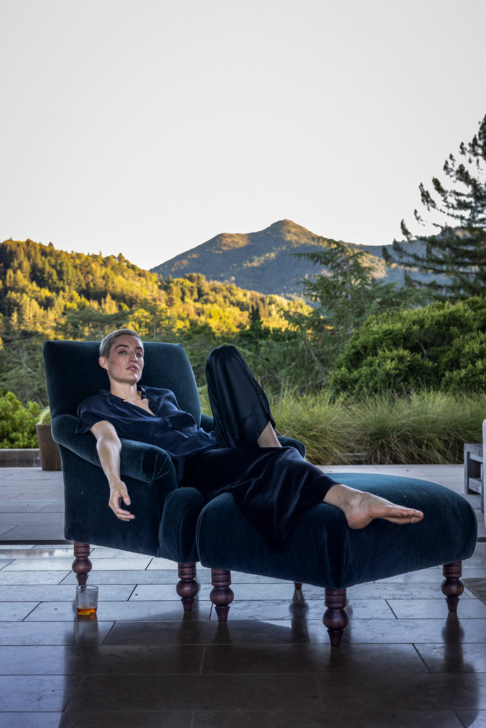 Jules Silk Charmeuse Pant in Midnight