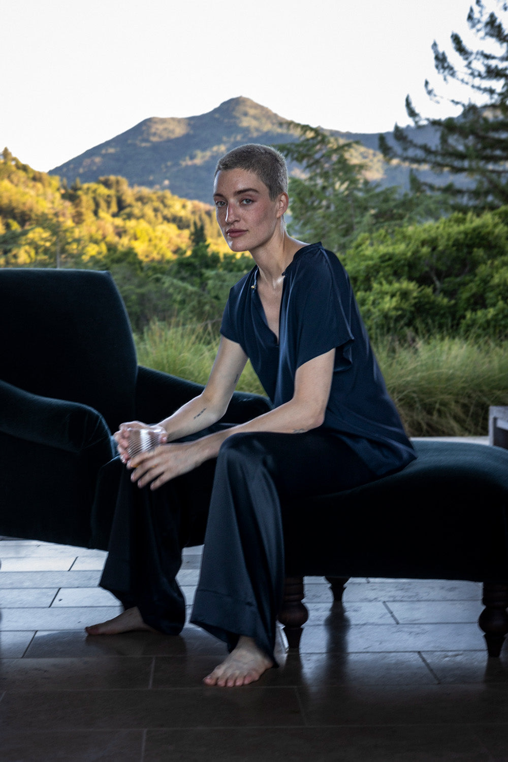 Patti Silk Charmeuse Blouse In Midnight
