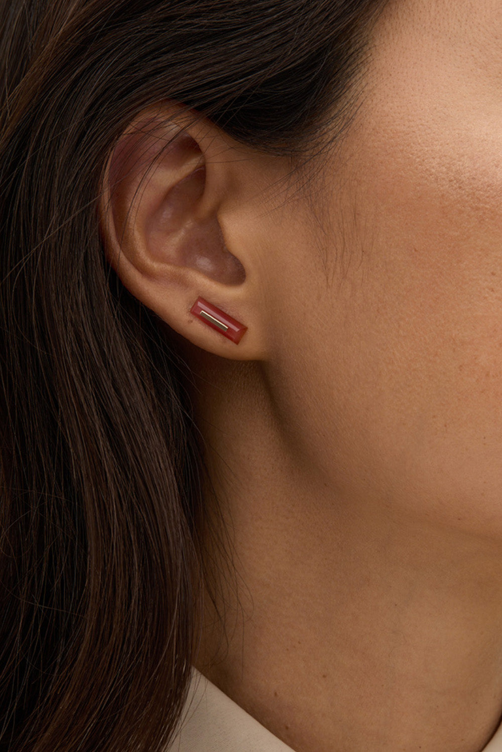 Kathleen Whitaker Carnelian Staple Stud