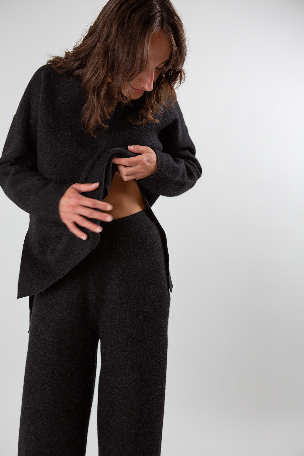 Lauren Manoogian Double Knit Pants In Black Melange