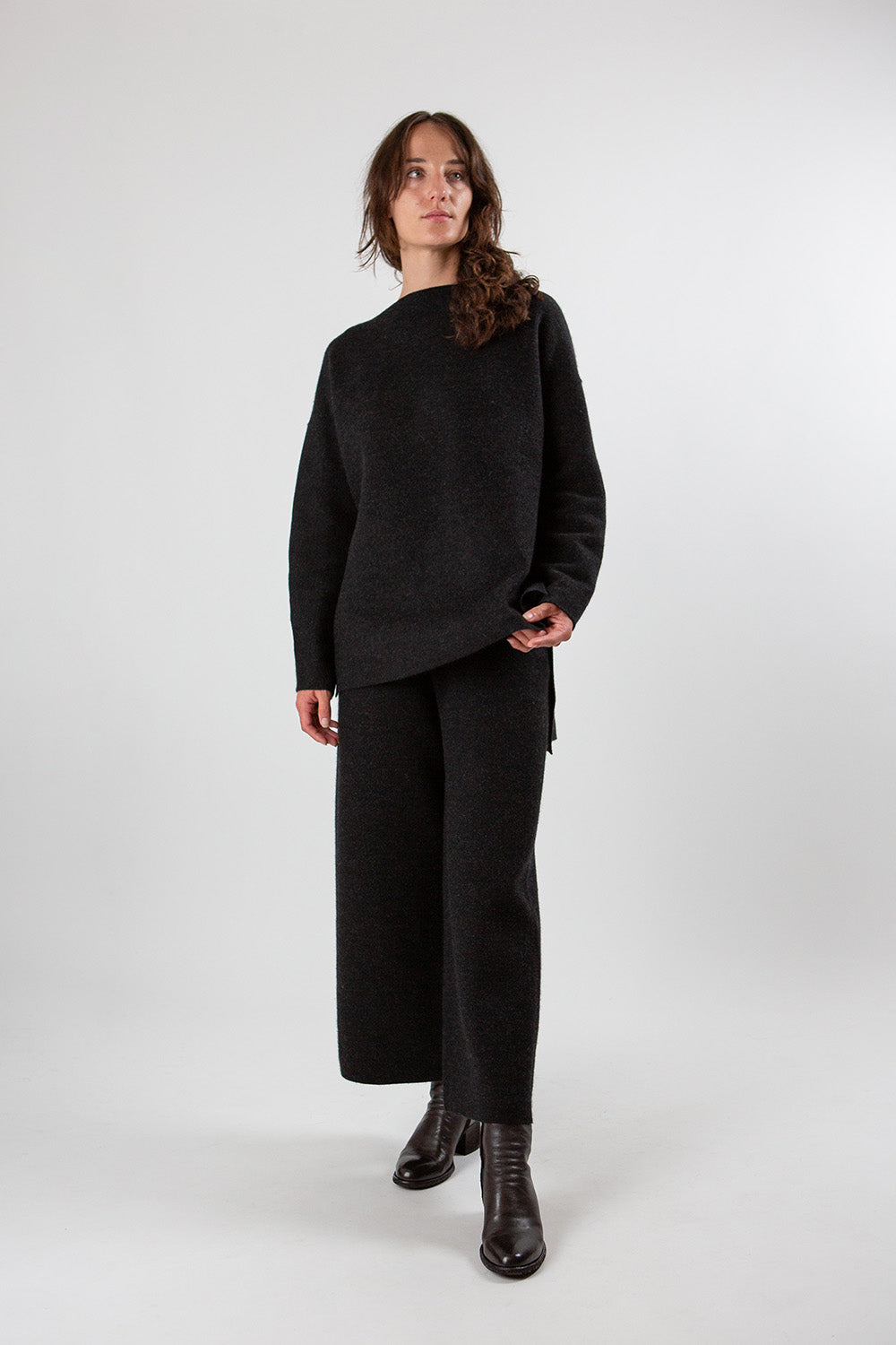 Lauren Manoogian Double Knit Pants In Black Melange