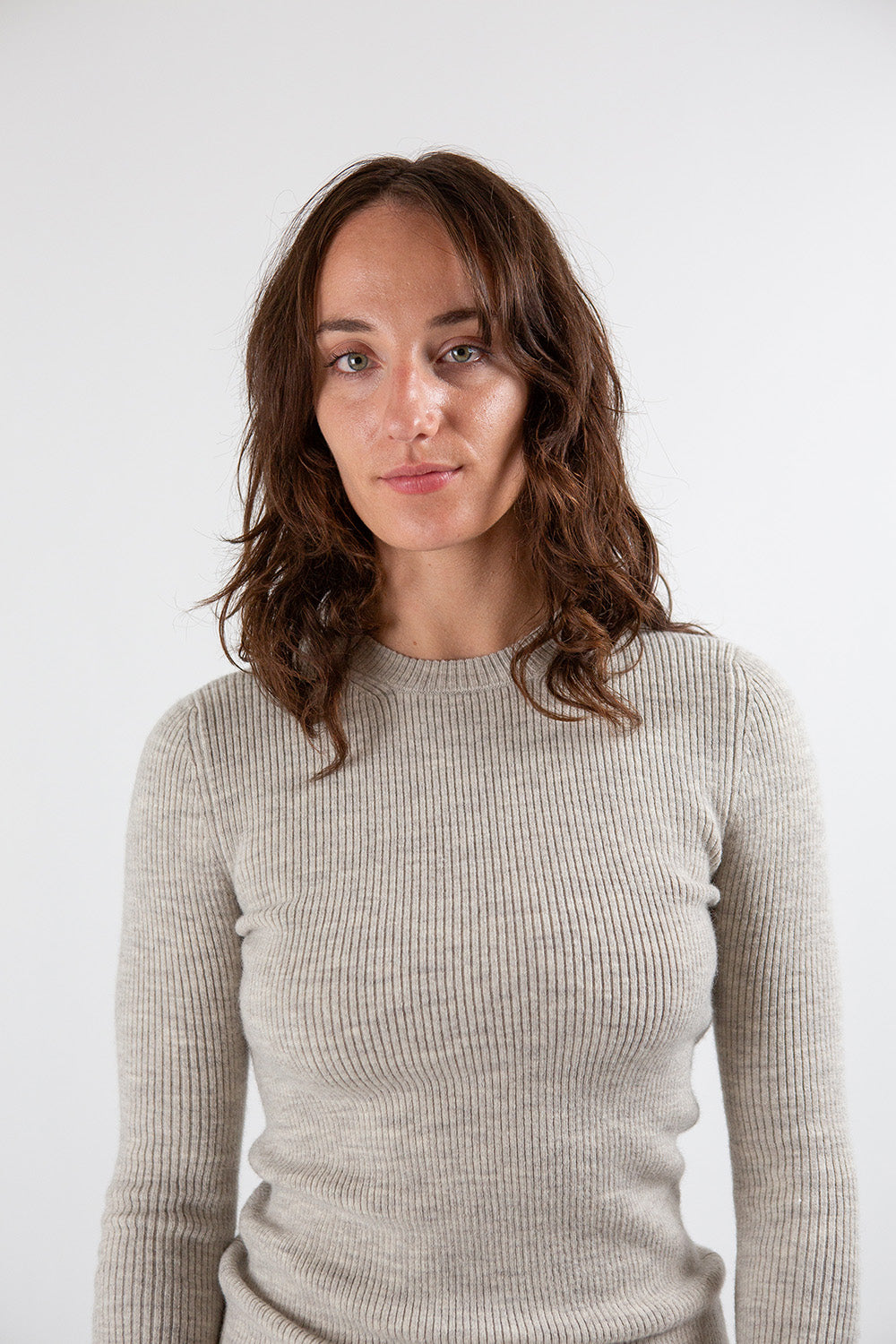 Lauren Manoogian Rib 3/4 Crewneck In Carrara