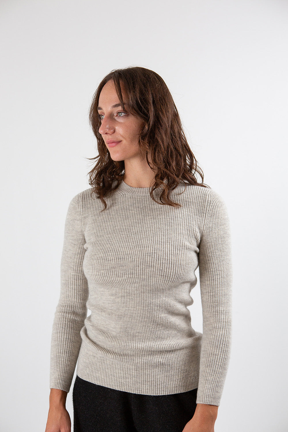 Lauren Manoogian Rib 3/4 Crewneck In Carrara