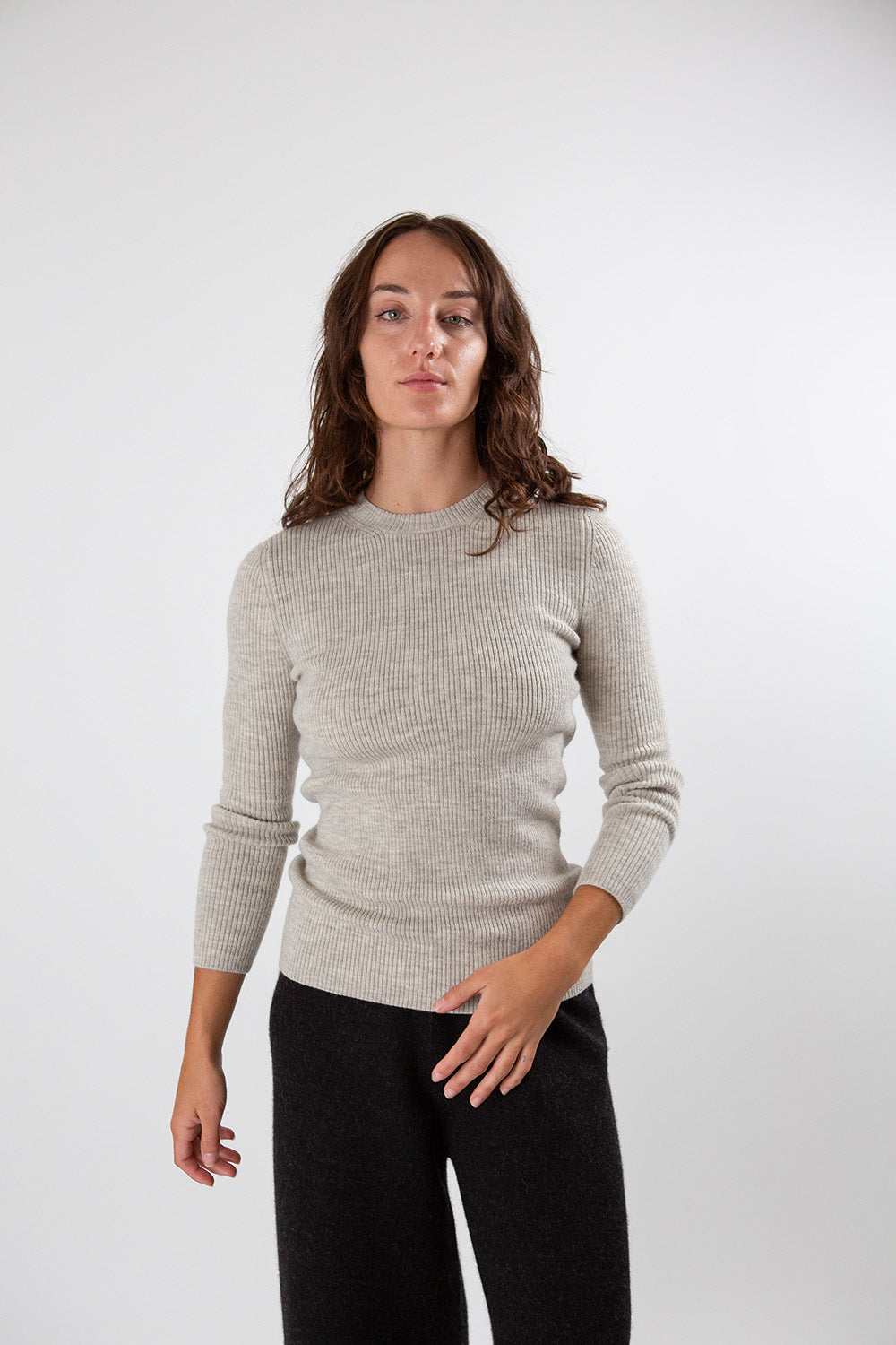 Lauren Manoogian Rib 3/4 Crewneck In Carrara